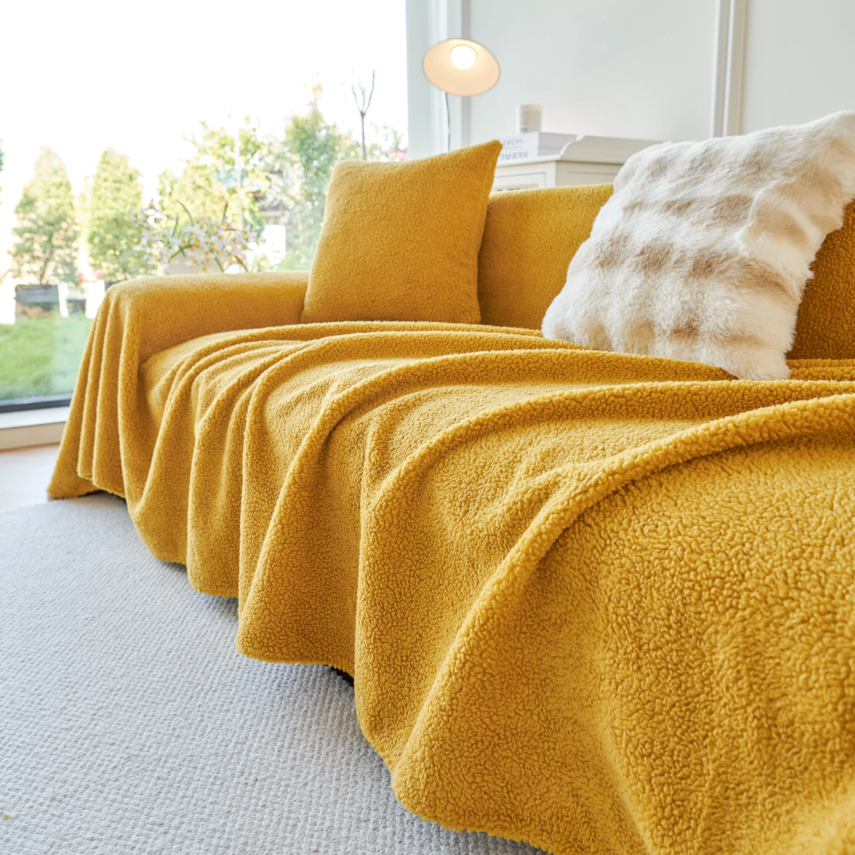 Thick Sherpa Fleece Sofa Protector Cover Stylish Durable Slipcovers for Couches and Chairs - Image 126