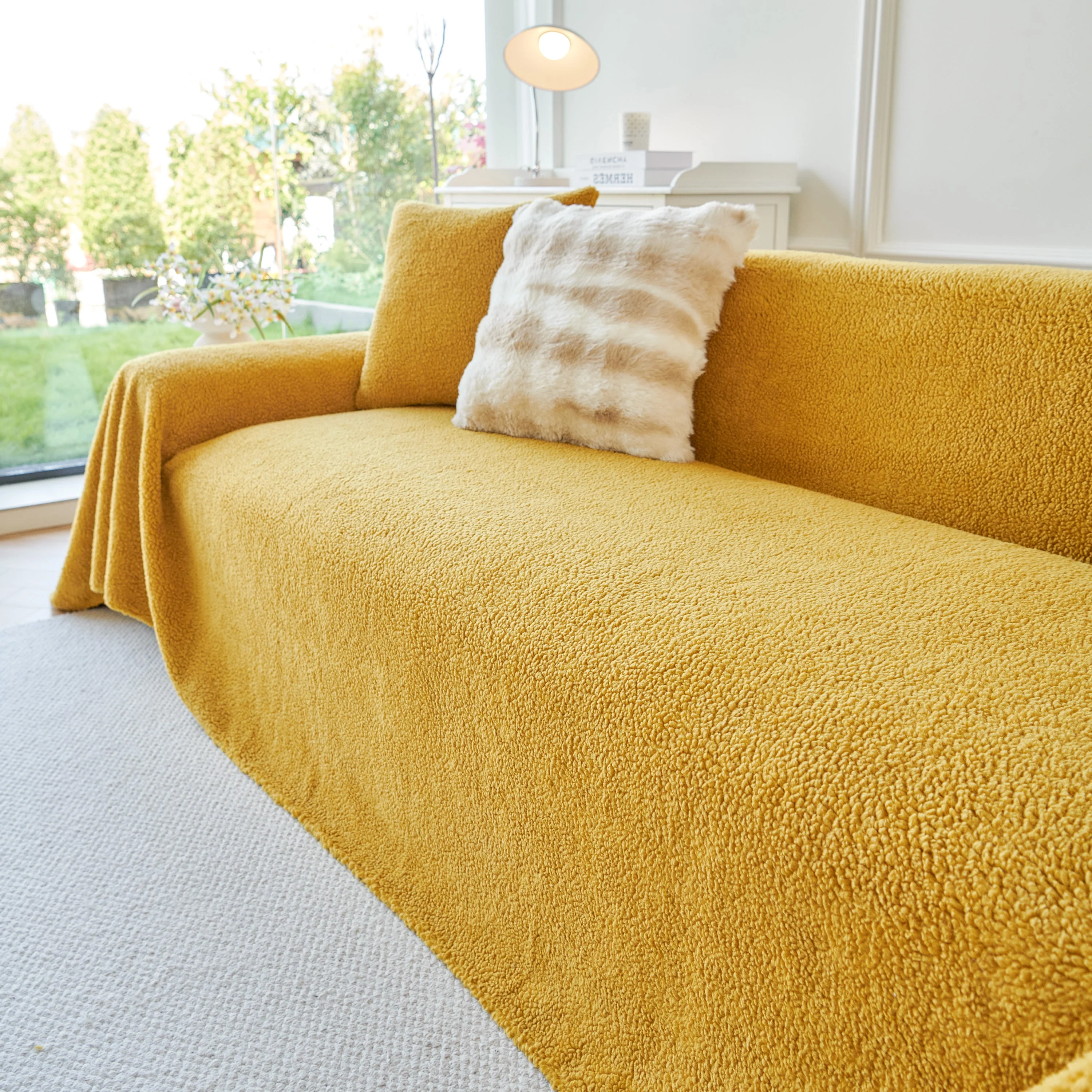 Thick Sherpa Fleece Sofa Protector Cover Stylish Durable Slipcovers for Couches and Chairs - Image 129