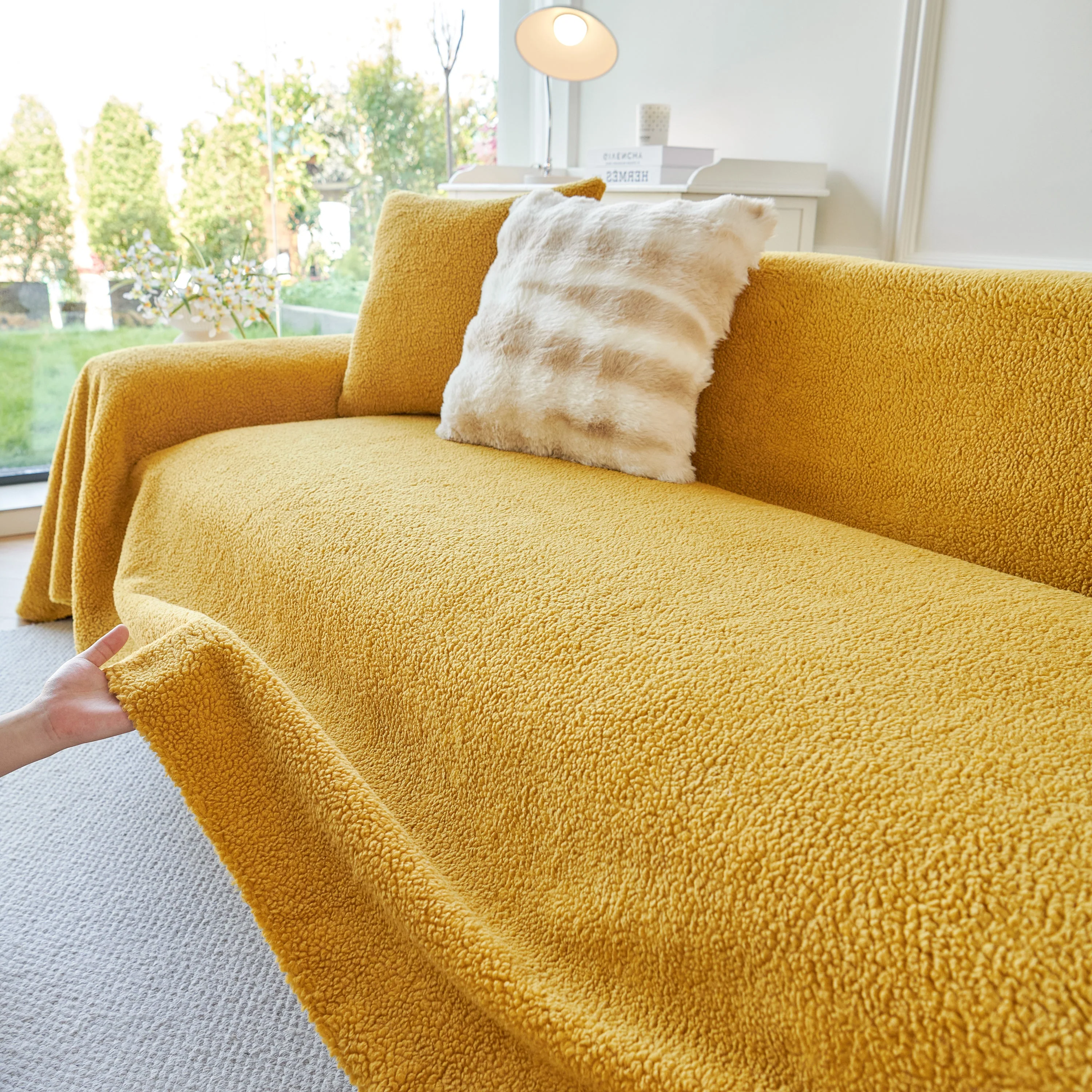 Thick Sherpa Fleece Sofa Protector Cover Stylish Durable Slipcovers for Couches and Chairs - Image 130