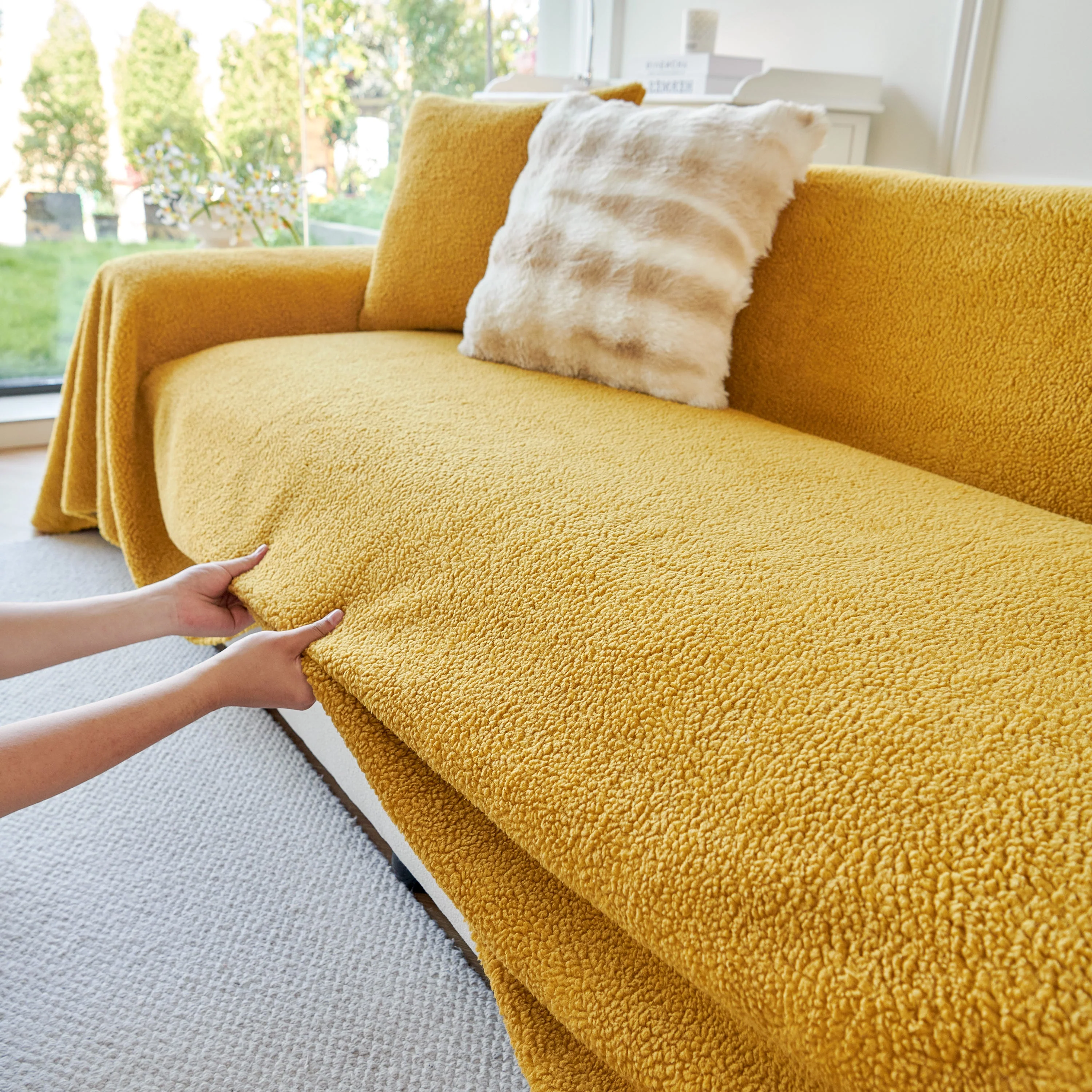 Thick Sherpa Fleece Sofa Protector Cover Stylish Durable Slipcovers for Couches and Chairs - Image 131