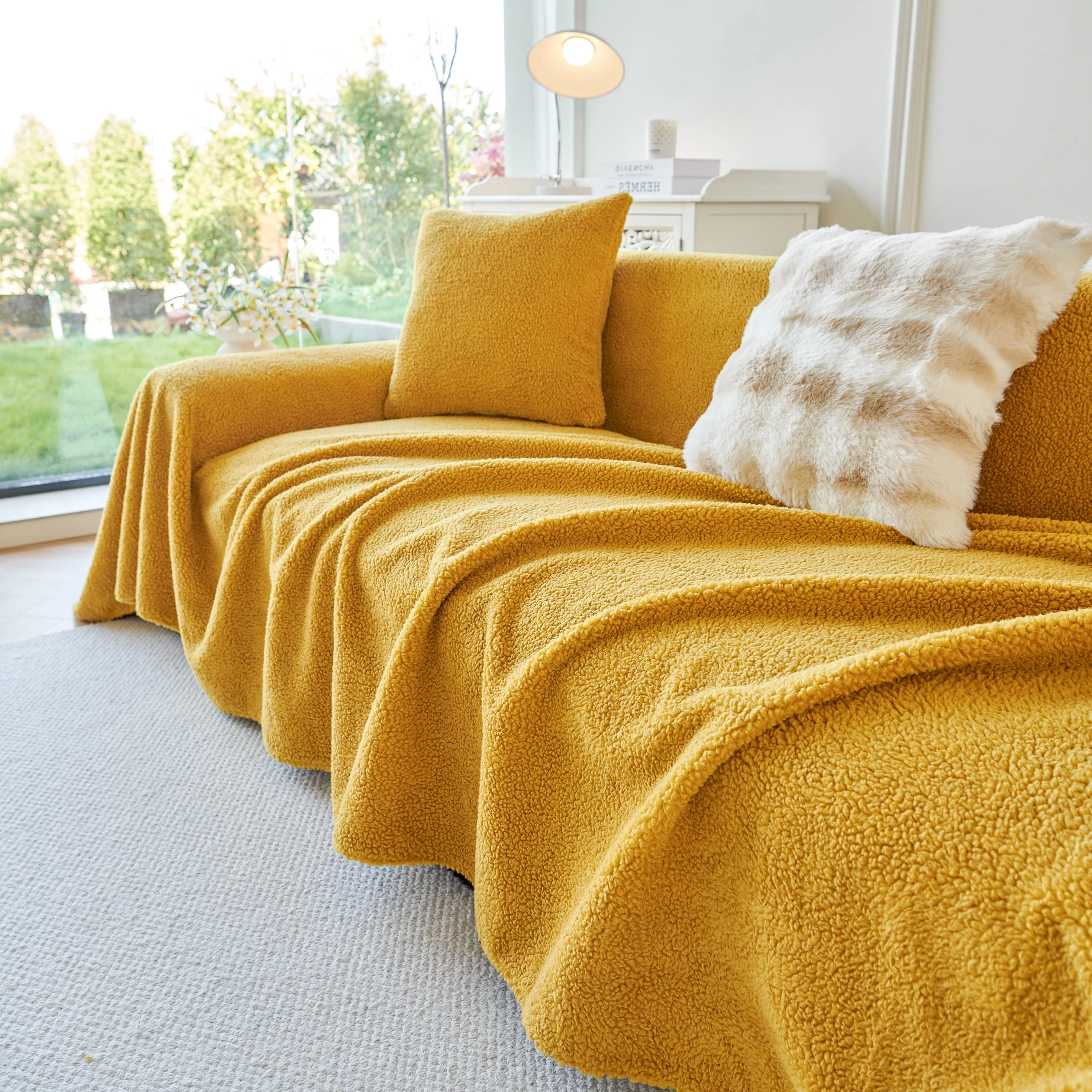 Thick Sherpa Fleece Sofa Protector Cover Stylish Durable Slipcovers for Couches and Chairs - Image 132