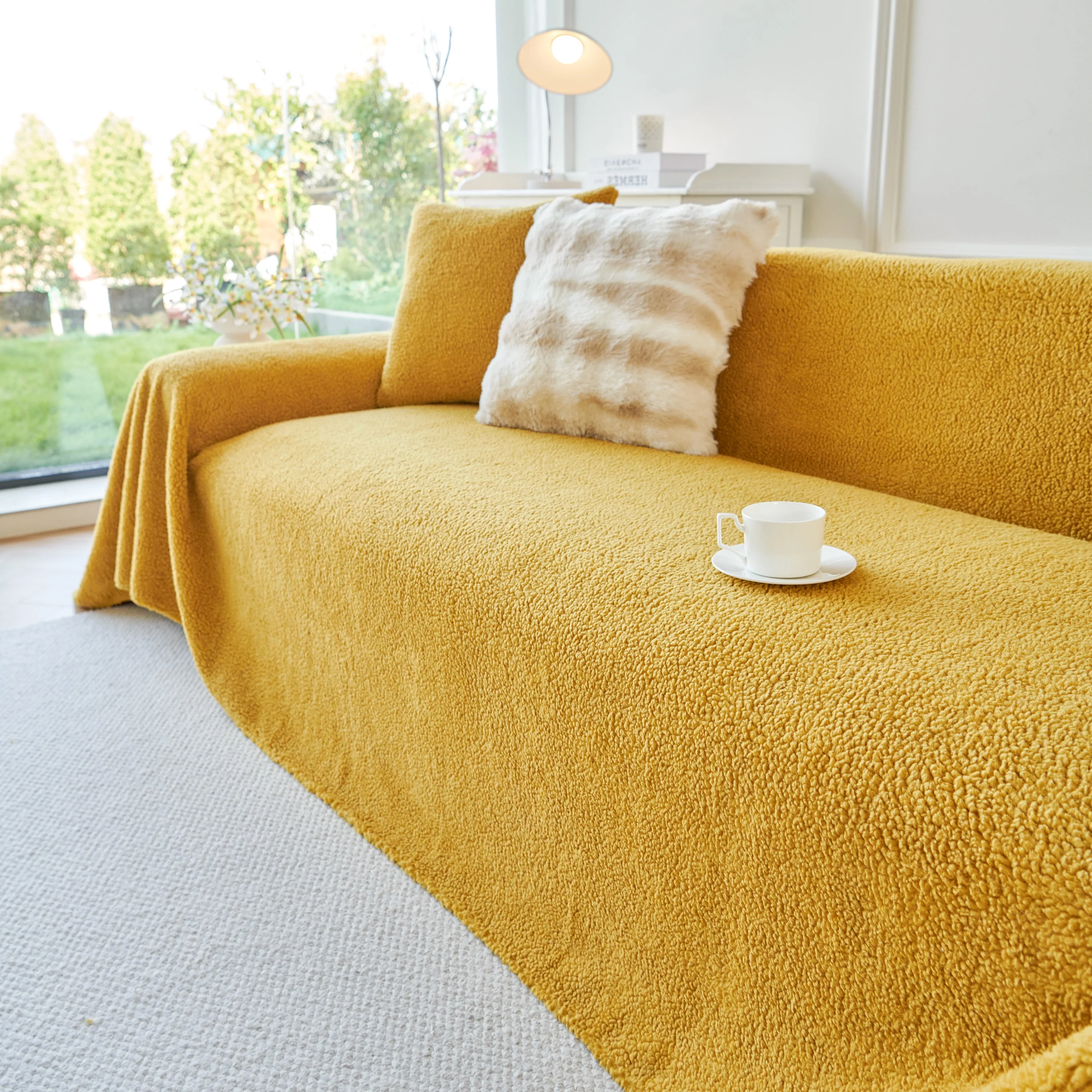 Thick Sherpa Fleece Sofa Protector Cover Stylish Durable Slipcovers for Couches and Chairs - Image 138