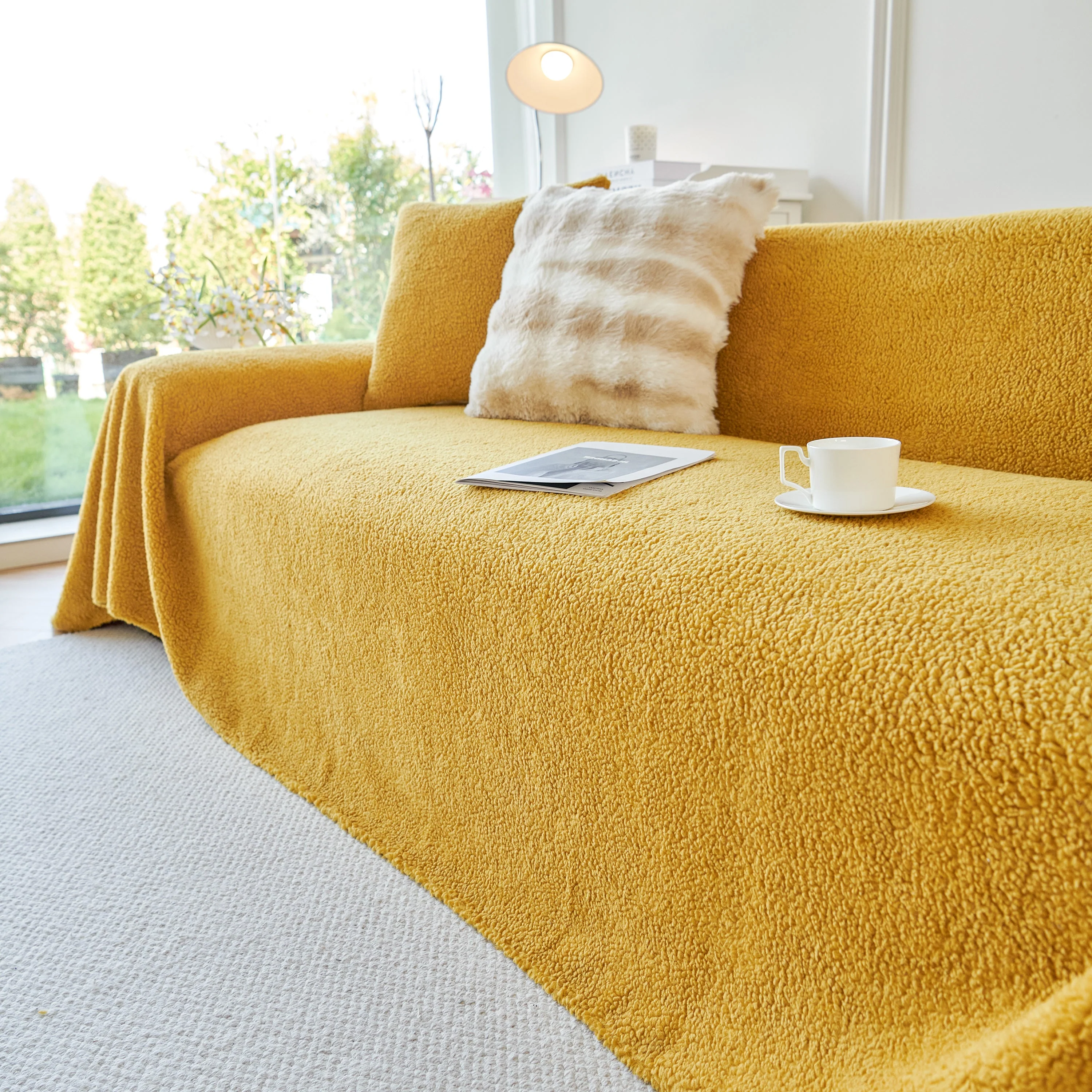 Thick Sherpa Fleece Sofa Protector Cover Stylish Durable Slipcovers for Couches and Chairs - Image 139