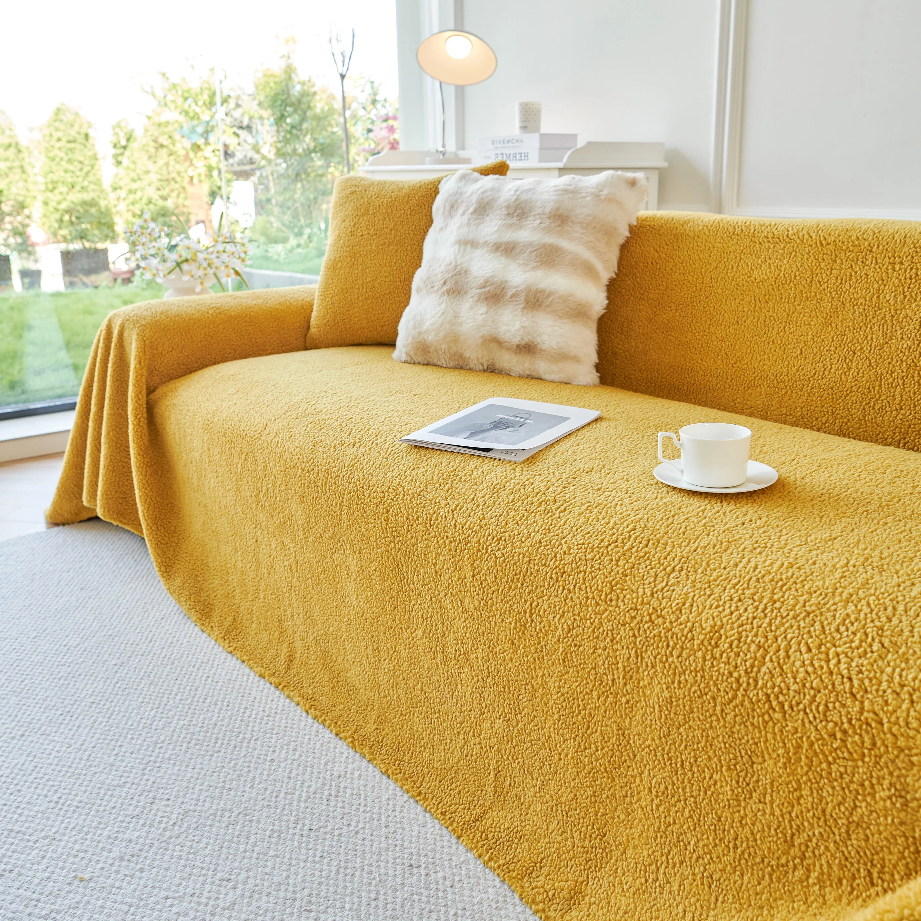 Thick Sherpa Fleece Sofa Protector Cover Stylish Durable Slipcovers for Couches and Chairs - Image 140