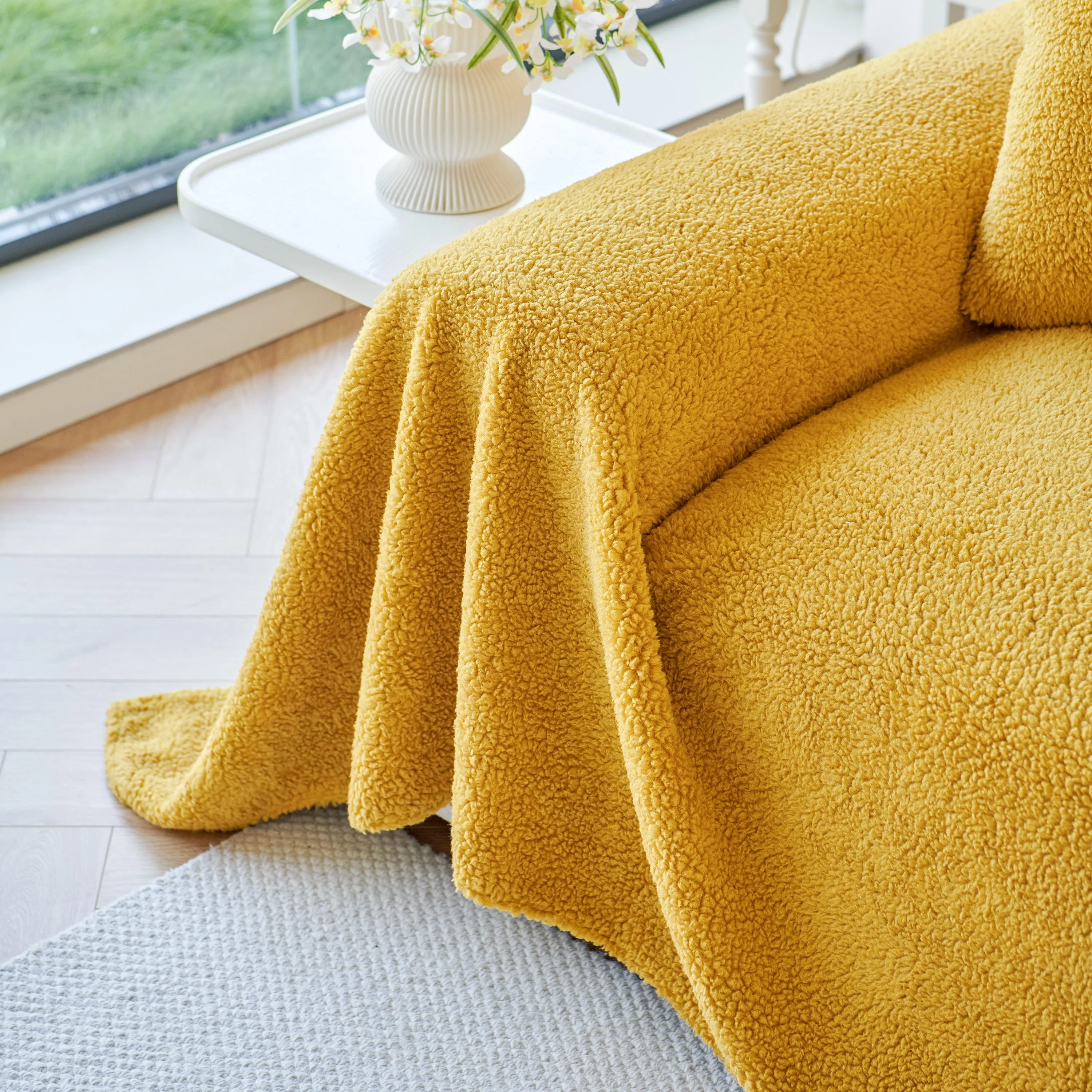 Thick Sherpa Fleece Sofa Protector Cover Stylish Durable Slipcovers for Couches and Chairs - Image 142