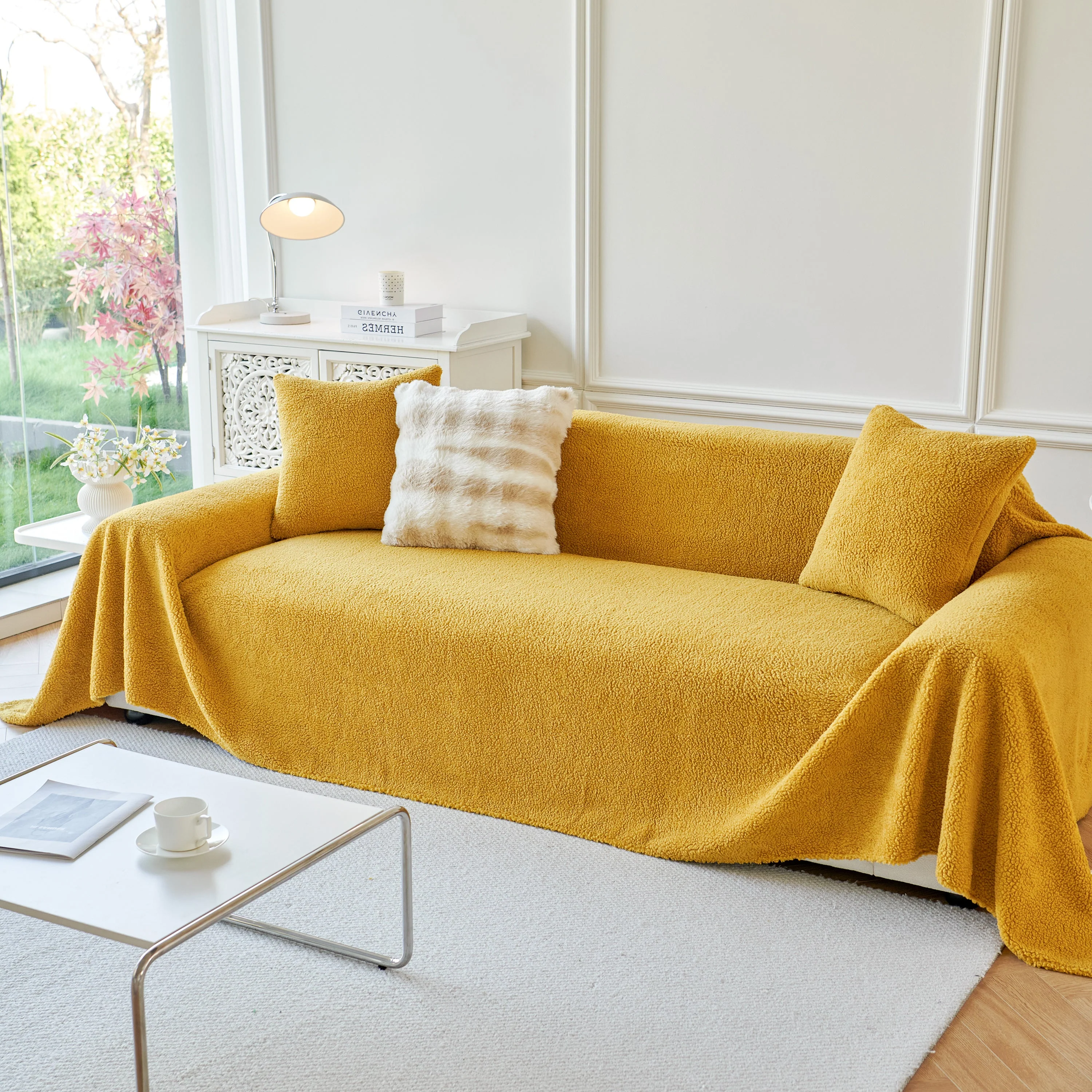 Thick Sherpa Fleece Sofa Protector Cover Stylish Durable Slipcovers for Couches and Chairs - Image 144