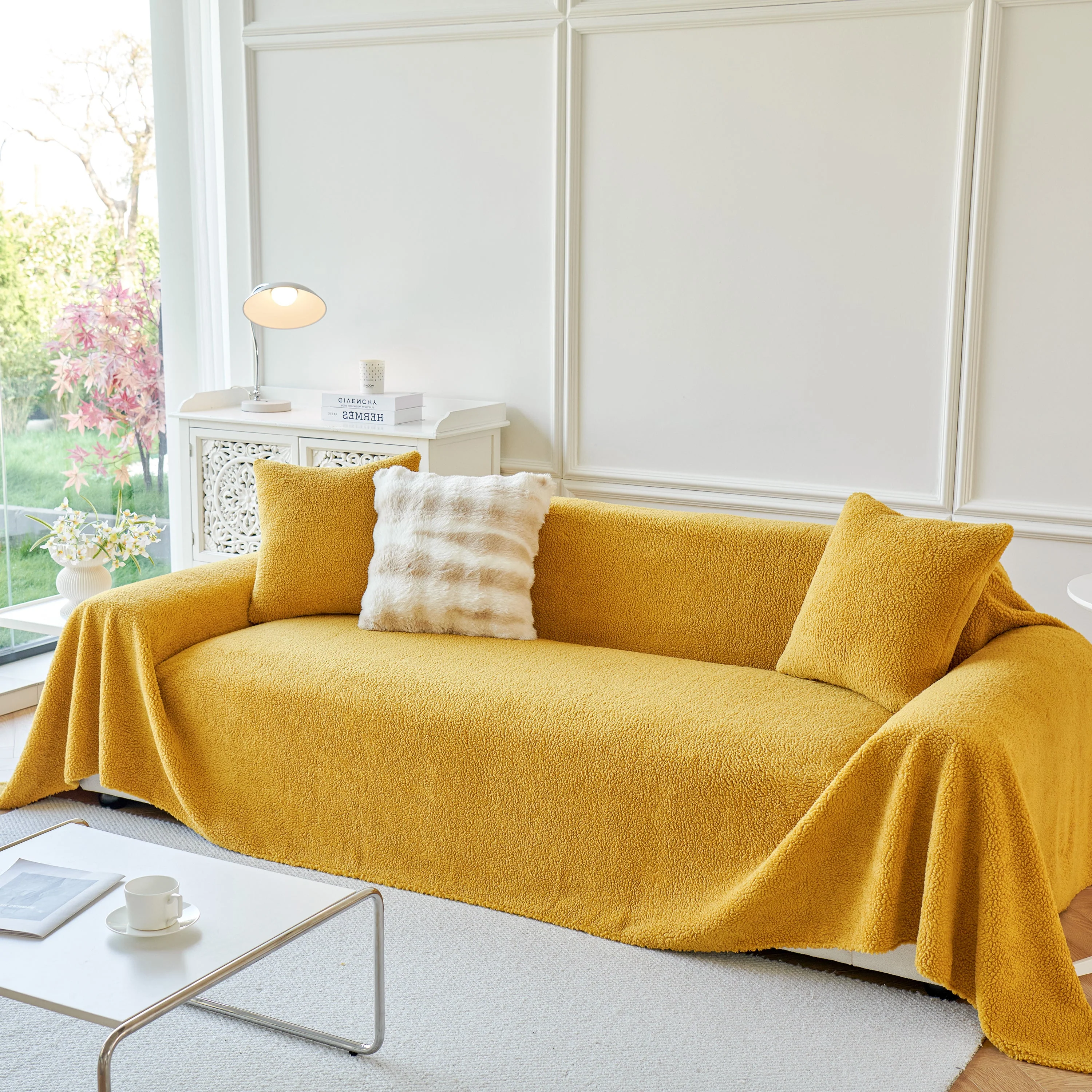 Thick Sherpa Fleece Sofa Protector Cover Stylish Durable Slipcovers for Couches and Chairs - Image 145
