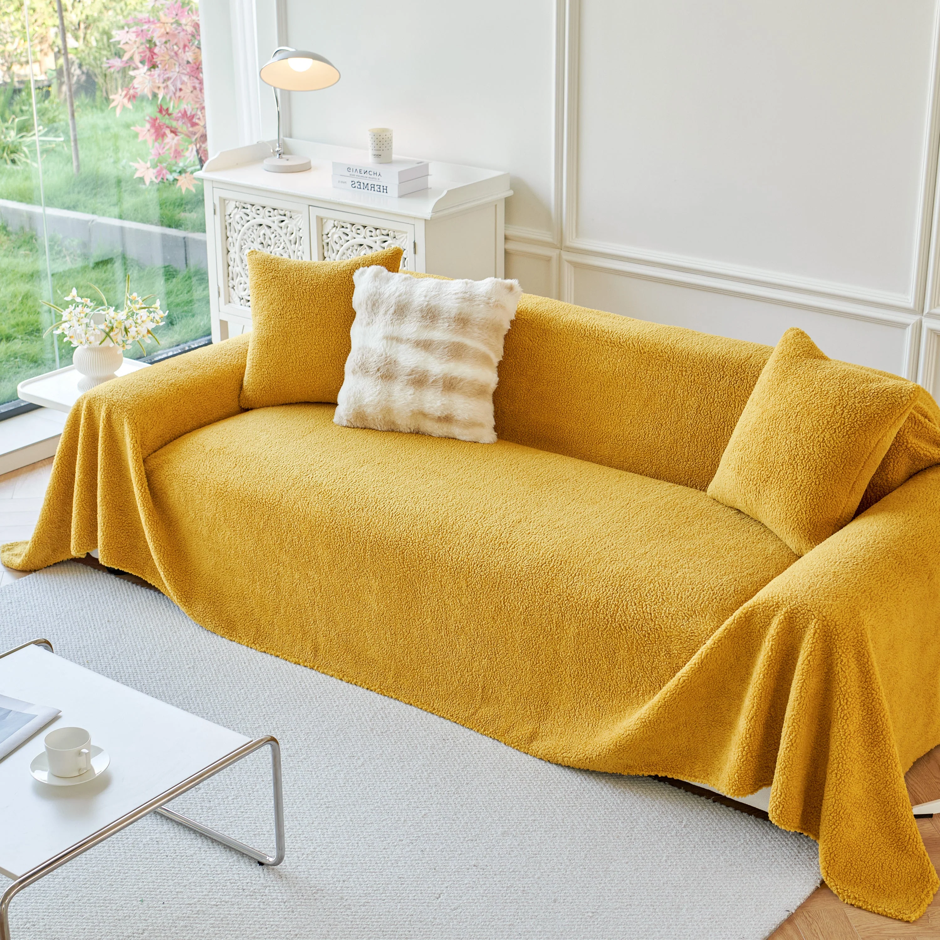 Thick Sherpa Fleece Sofa Protector Cover Stylish Durable Slipcovers for Couches and Chairs - Image 146