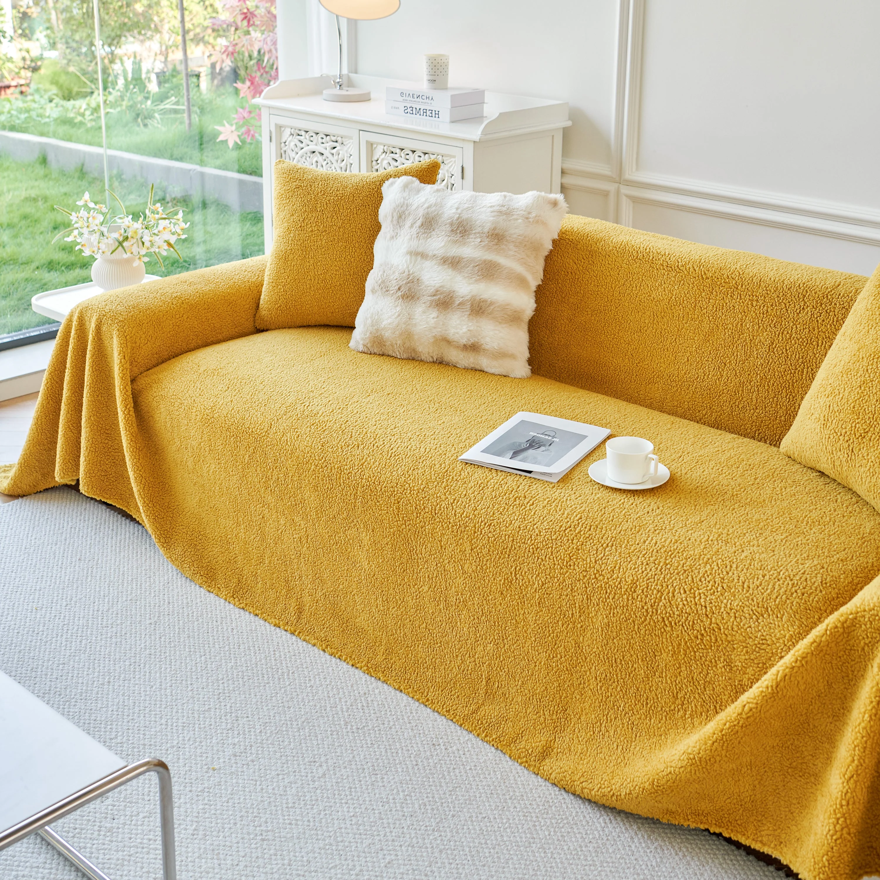 Thick Sherpa Fleece Sofa Protector Cover Stylish Durable Slipcovers for Couches and Chairs - Image 147
