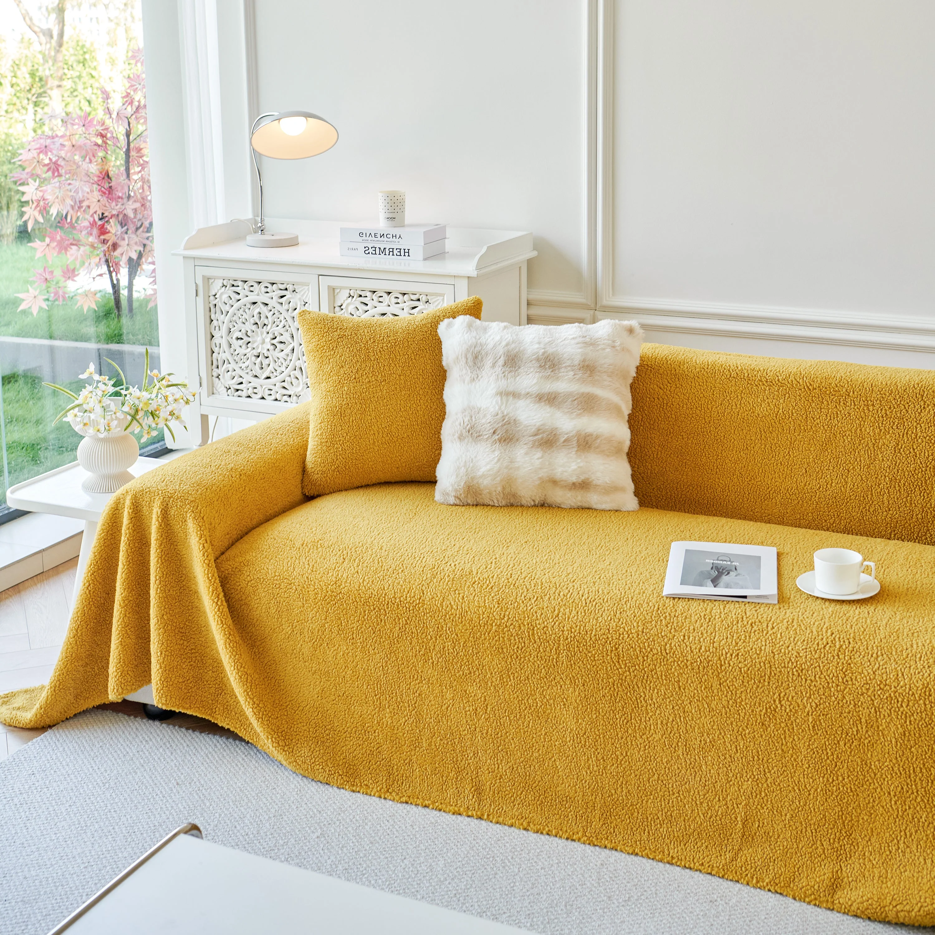 Thick Sherpa Fleece Sofa Protector Cover Stylish Durable Slipcovers for Couches and Chairs - Image 148