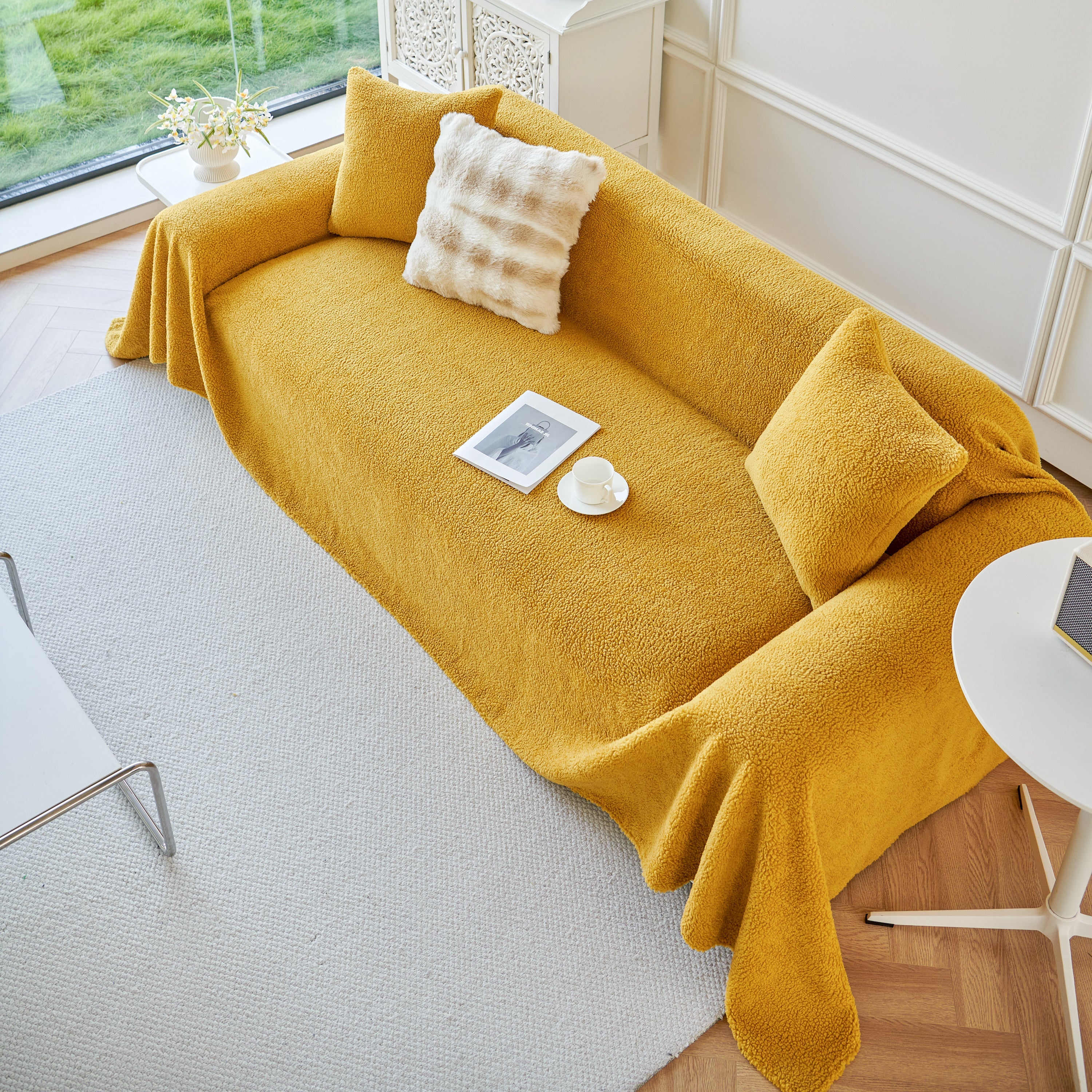 Thick Sherpa Fleece Sofa Protector Cover Stylish Durable Slipcovers for Couches and Chairs - Image 149