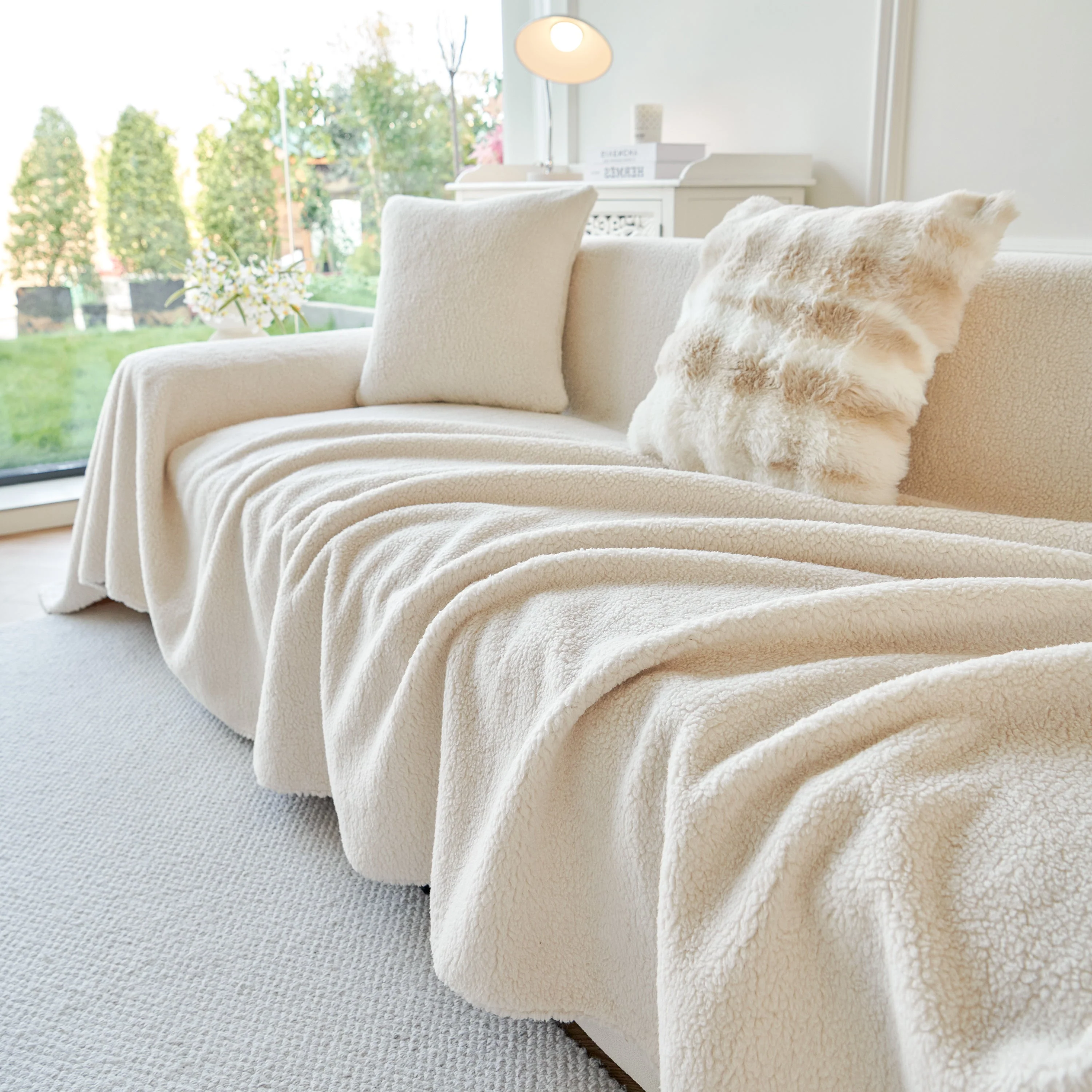 Thick Sherpa Fleece Sofa Protector Cover Stylish Durable Slipcovers for Couches and Chairs - Image 156