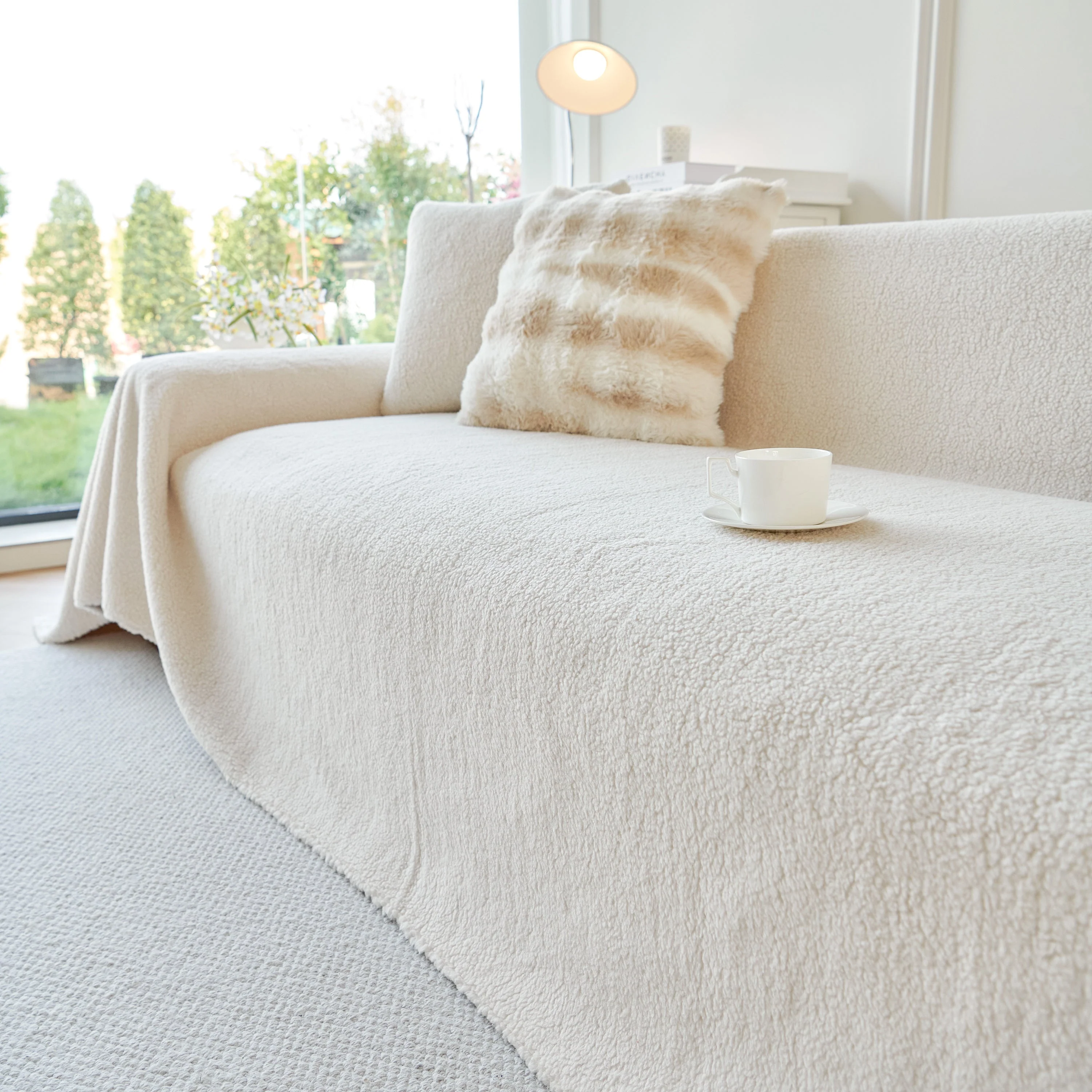 Thick Sherpa Fleece Sofa Protector Cover Stylish Durable Slipcovers for Couches and Chairs - Image 160