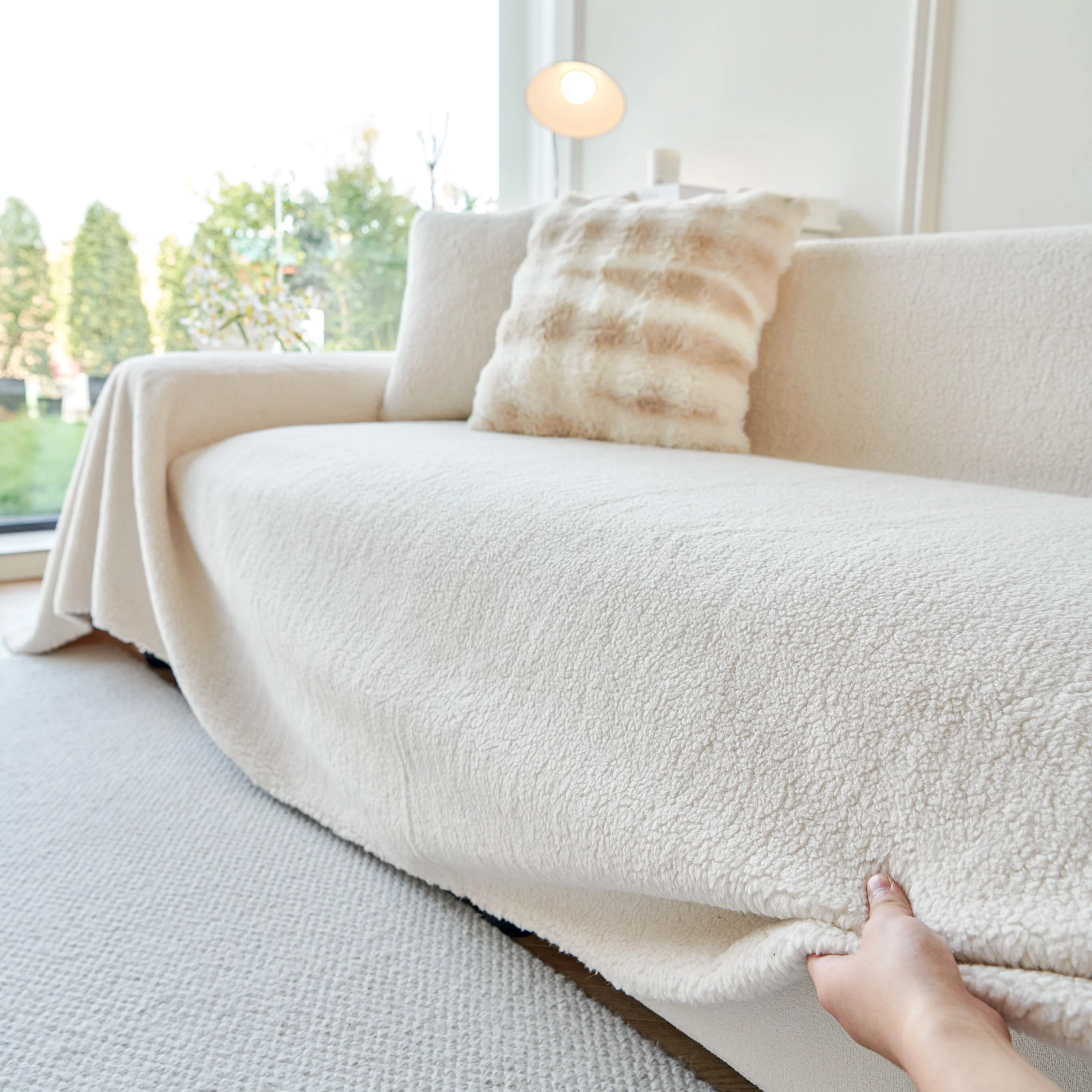 Thick Sherpa Fleece Sofa Protector Cover Stylish Durable Slipcovers for Couches and Chairs - Image 162