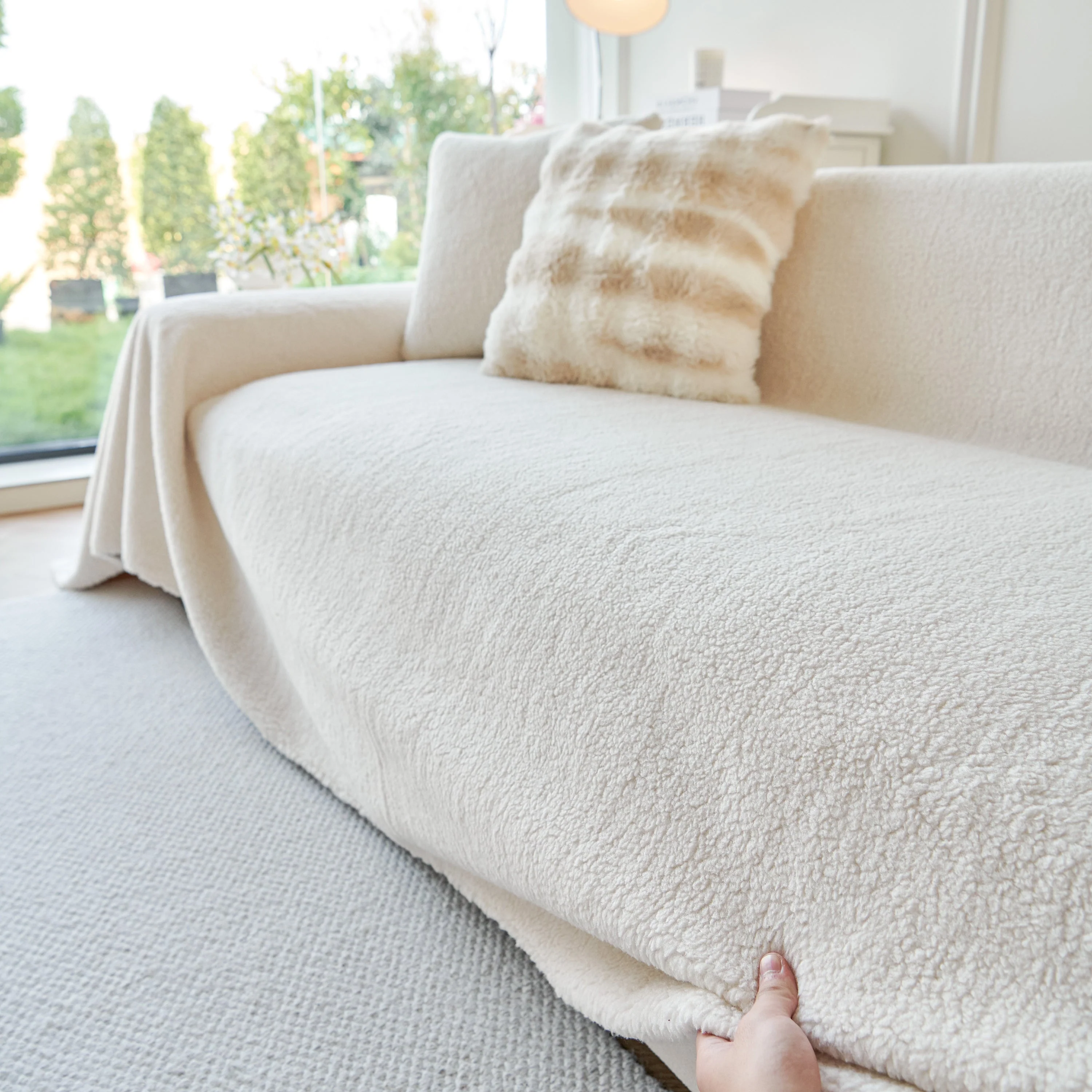 Thick Sherpa Fleece Sofa Protector Cover Stylish Durable Slipcovers for Couches and Chairs - Image 164