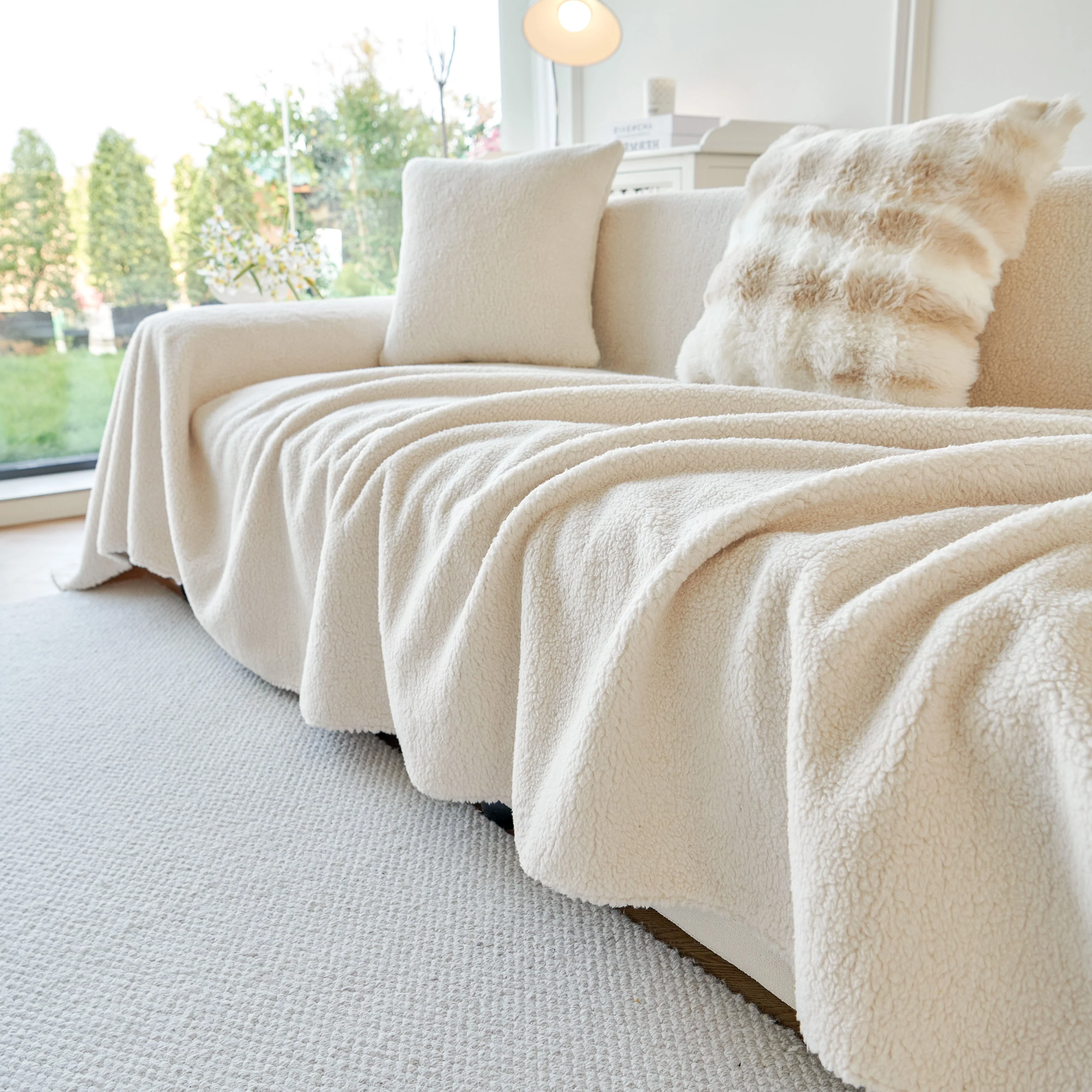 Thick Sherpa Fleece Sofa Protector Cover Stylish Durable Slipcovers for Couches and Chairs - Image 171