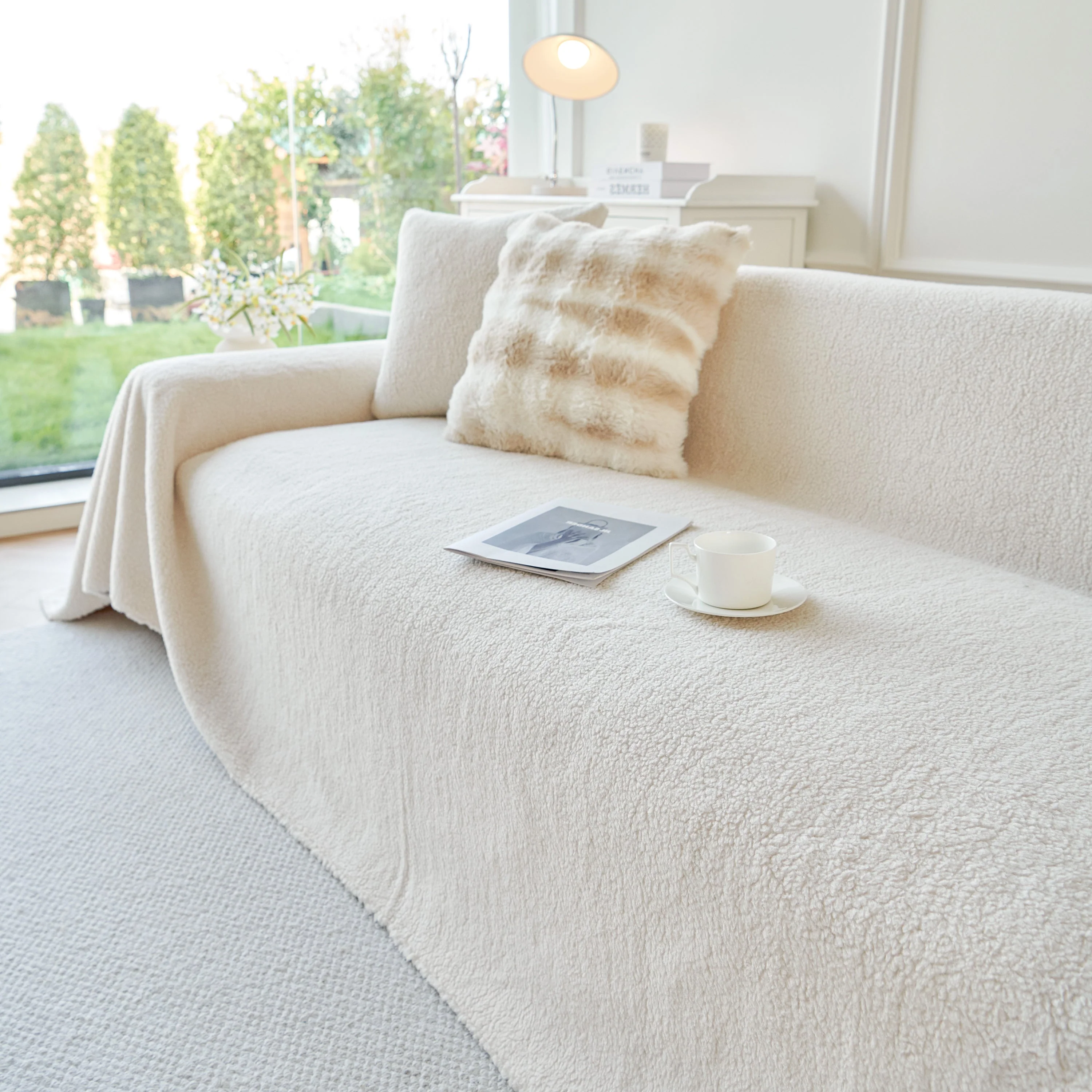 Thick Sherpa Fleece Sofa Protector Cover Stylish Durable Slipcovers for Couches and Chairs - Image 176