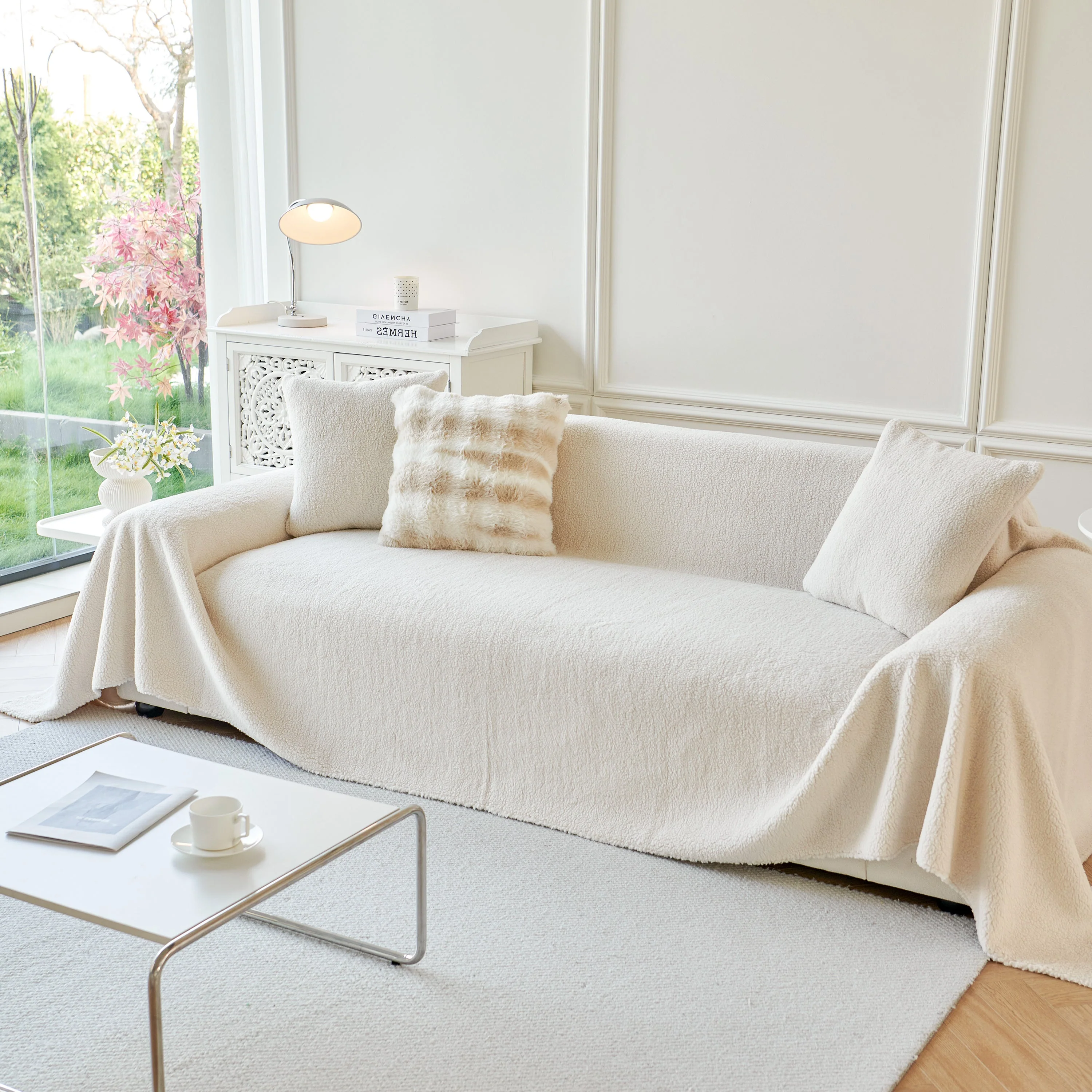 Thick Sherpa Fleece Sofa Protector Cover Stylish Durable Slipcovers for Couches and Chairs - Image 177
