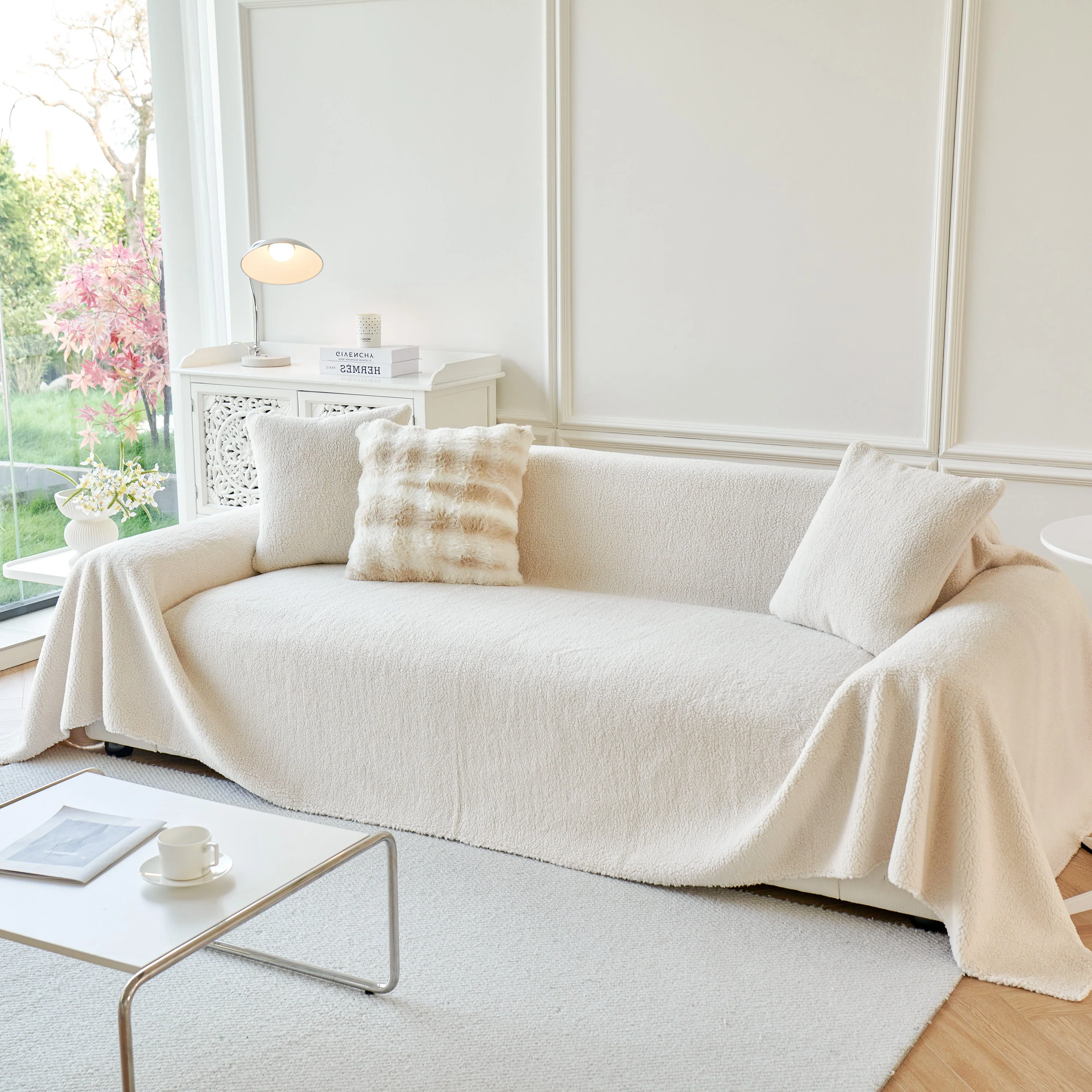 Thick Sherpa Fleece Sofa Protector Cover Stylish Durable Slipcovers for Couches and Chairs - Image 178