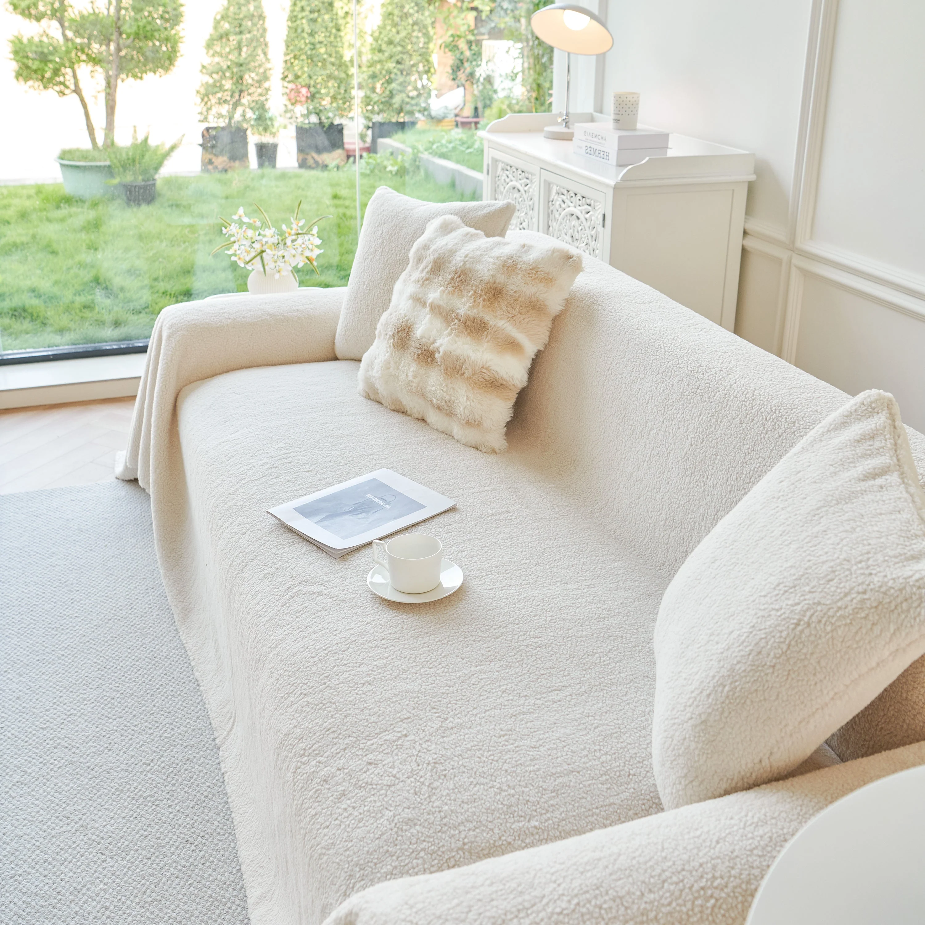 Thick Sherpa Fleece Sofa Protector Cover Stylish Durable Slipcovers for Couches and Chairs - Image 183