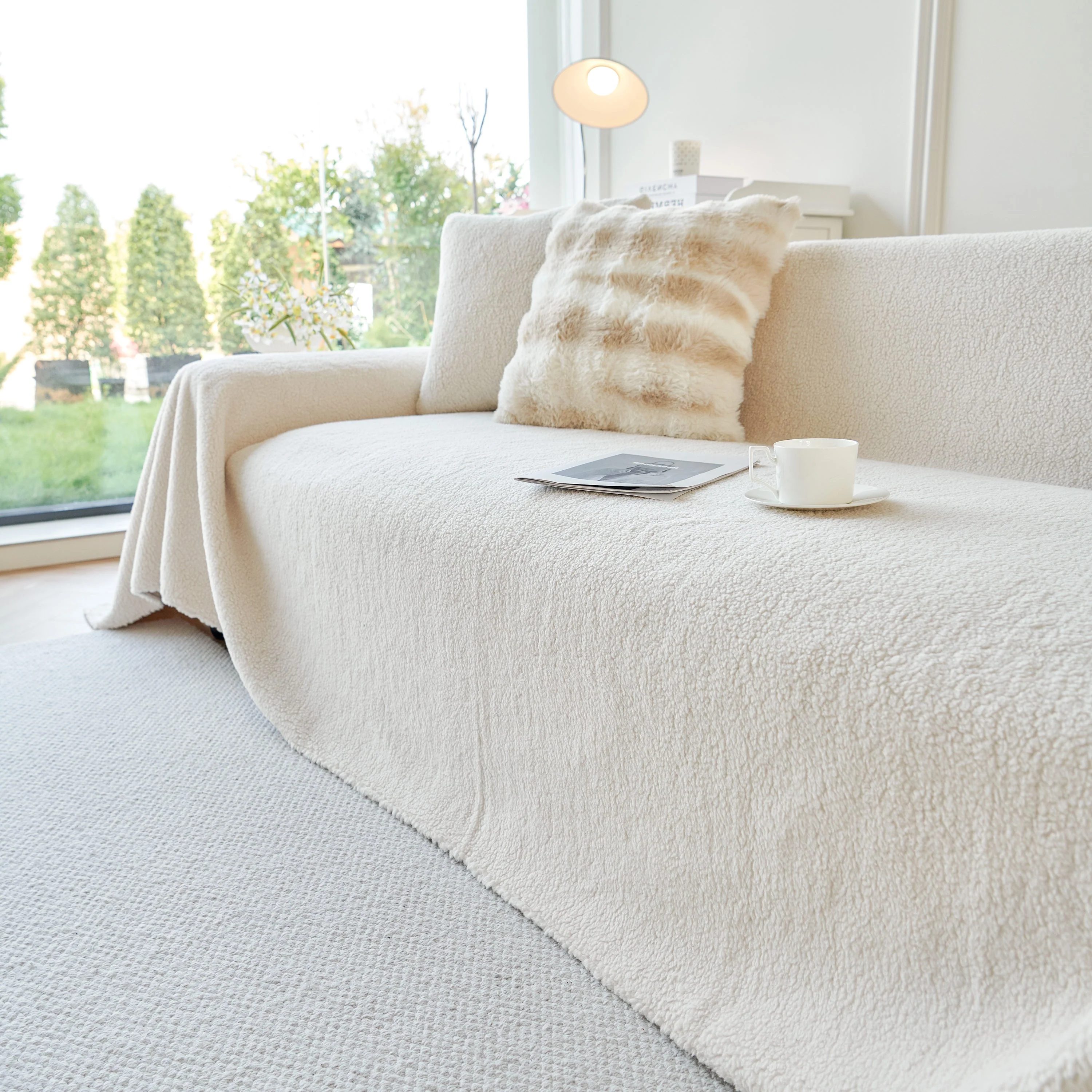 Thick Sherpa Fleece Sofa Protector Cover Stylish Durable Slipcovers for Couches and Chairs - Image 184