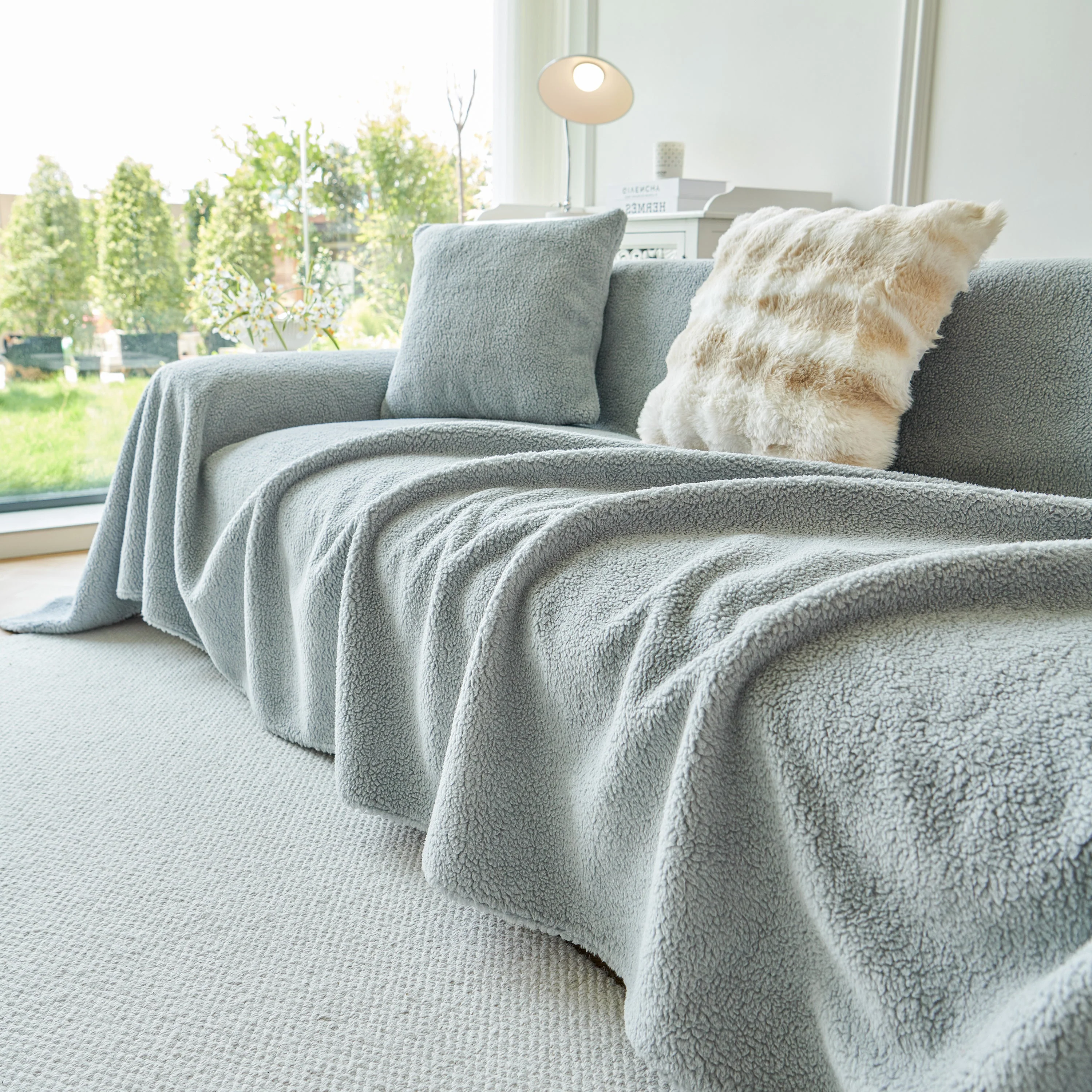 Thick Sherpa Fleece Sofa Protector Cover Stylish Durable Slipcovers for Couches and Chairs - Image 196