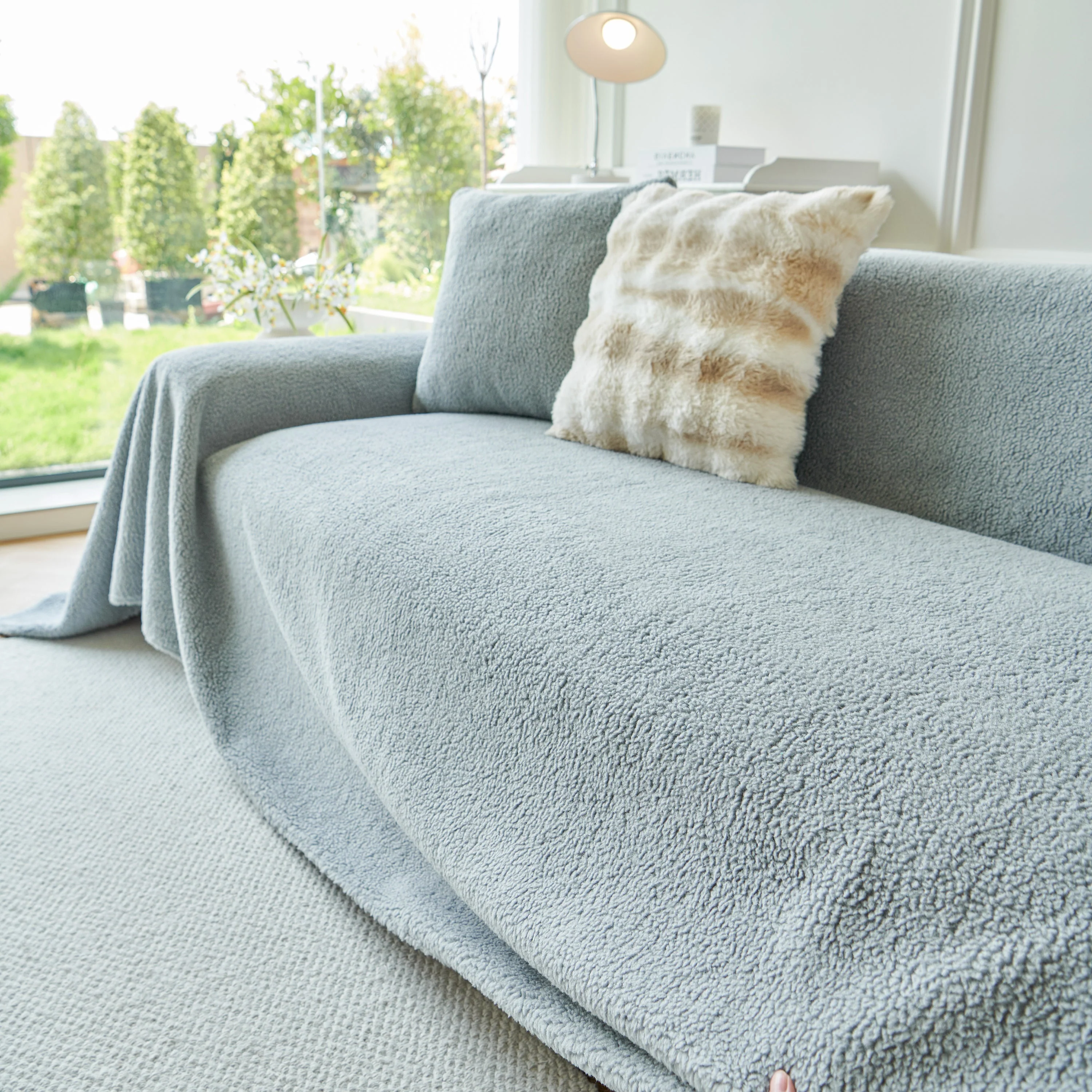 Thick Sherpa Fleece Sofa Protector Cover Stylish Durable Slipcovers for Couches and Chairs - Image 202
