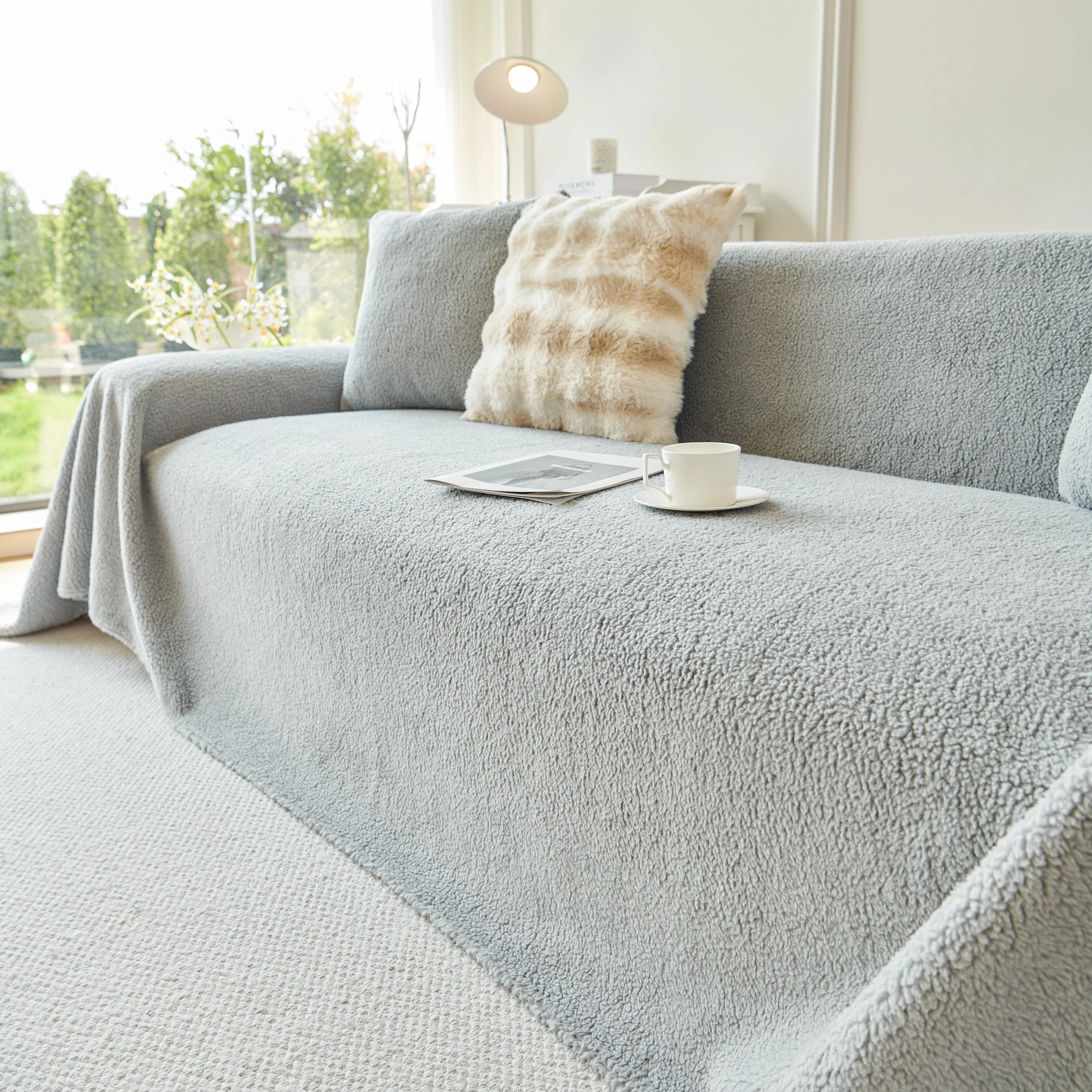 Thick Sherpa Fleece Sofa Protector Cover Stylish Durable Slipcovers for Couches and Chairs - Image 205