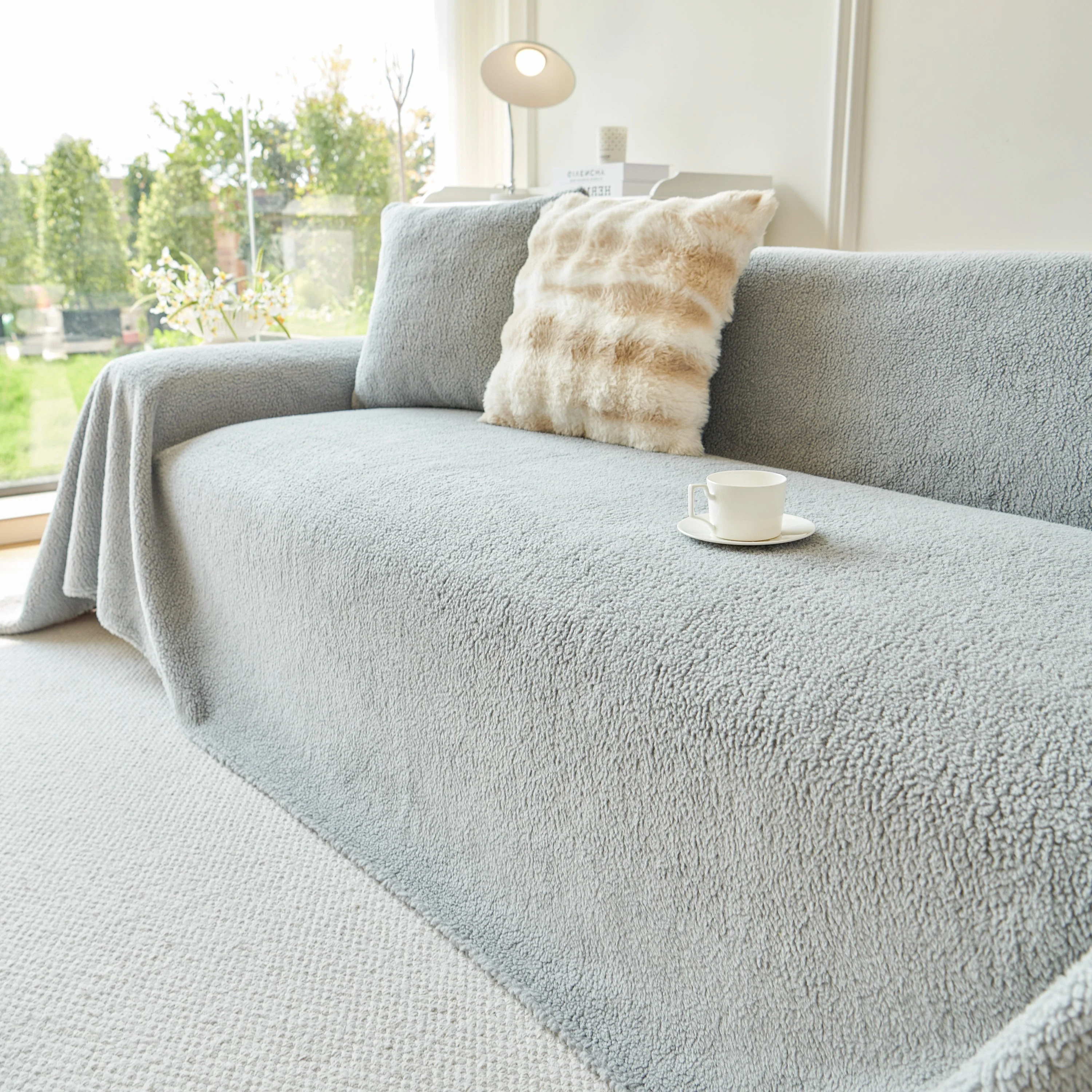 Thick Sherpa Fleece Sofa Protector Cover Stylish Durable Slipcovers for Couches and Chairs - Image 206