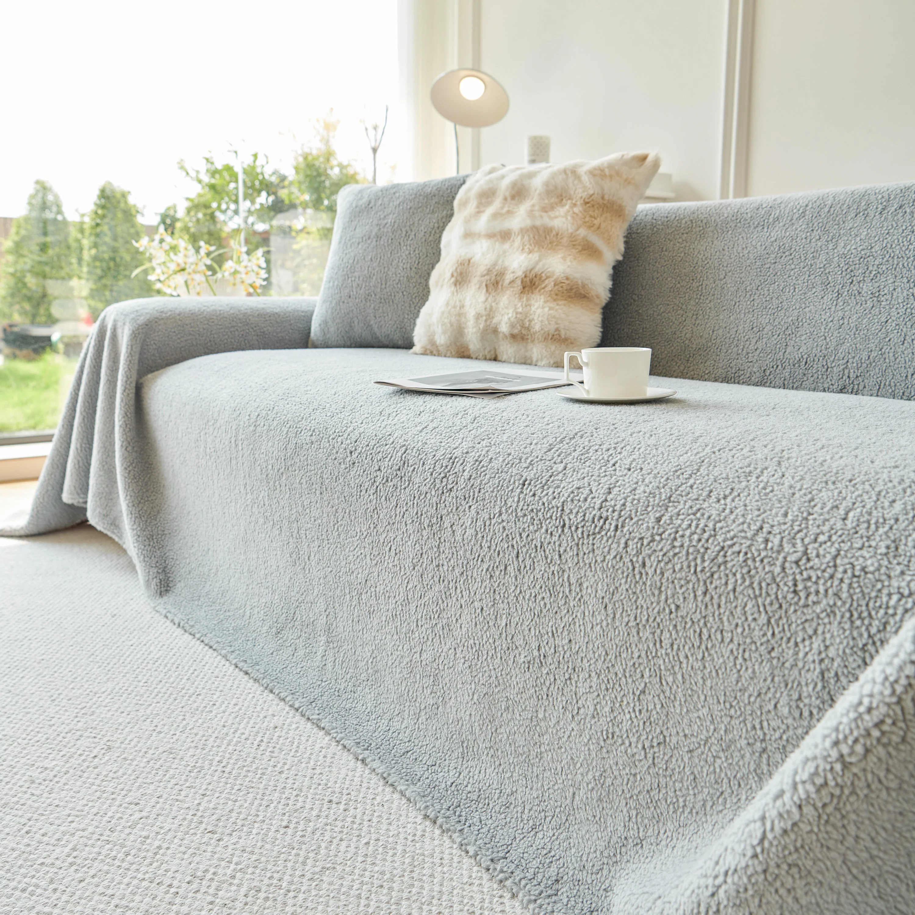 Thick Sherpa Fleece Sofa Protector Cover Stylish Durable Slipcovers for Couches and Chairs - Image 208