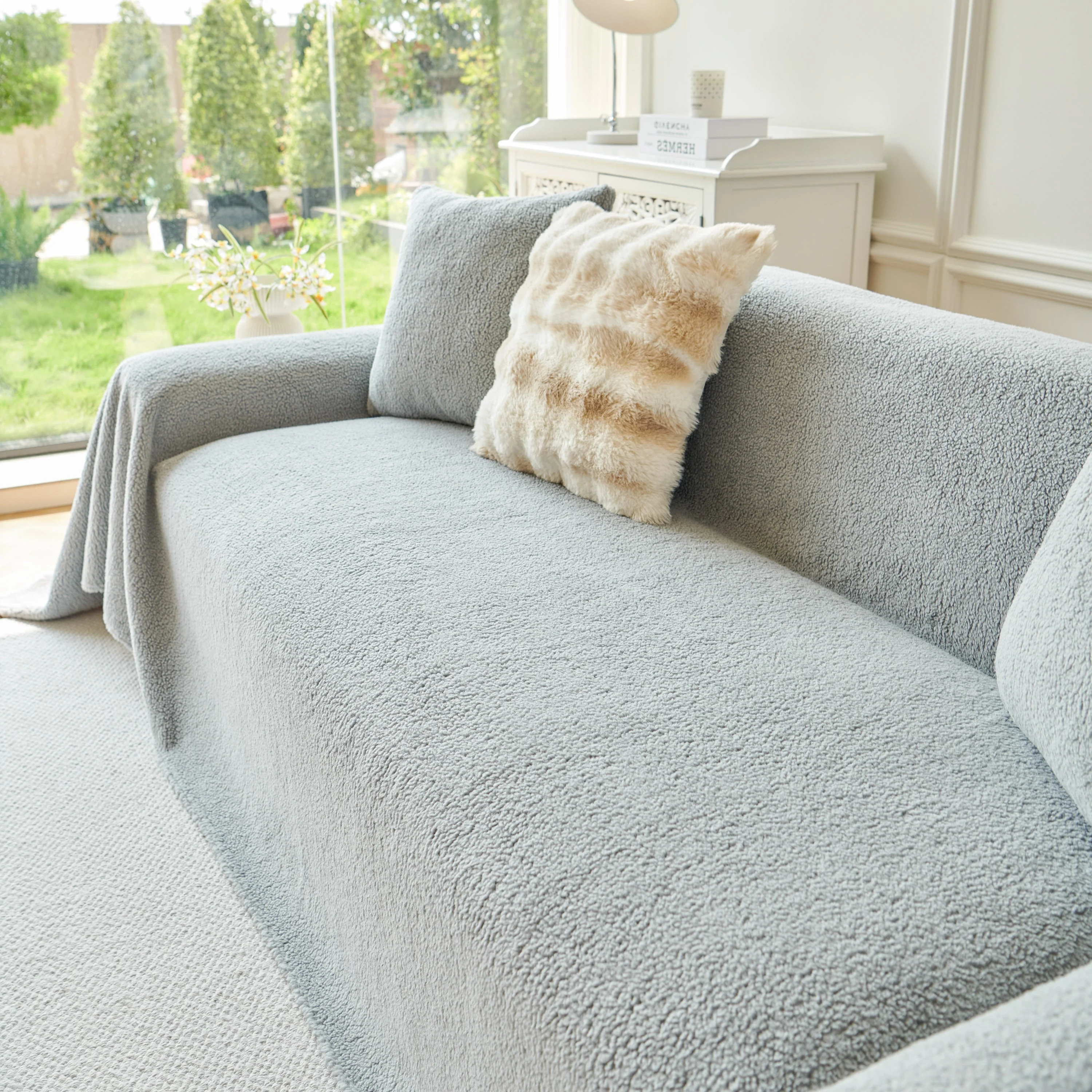 Thick Sherpa Fleece Sofa Protector Cover Stylish Durable Slipcovers for Couches and Chairs - Image 211