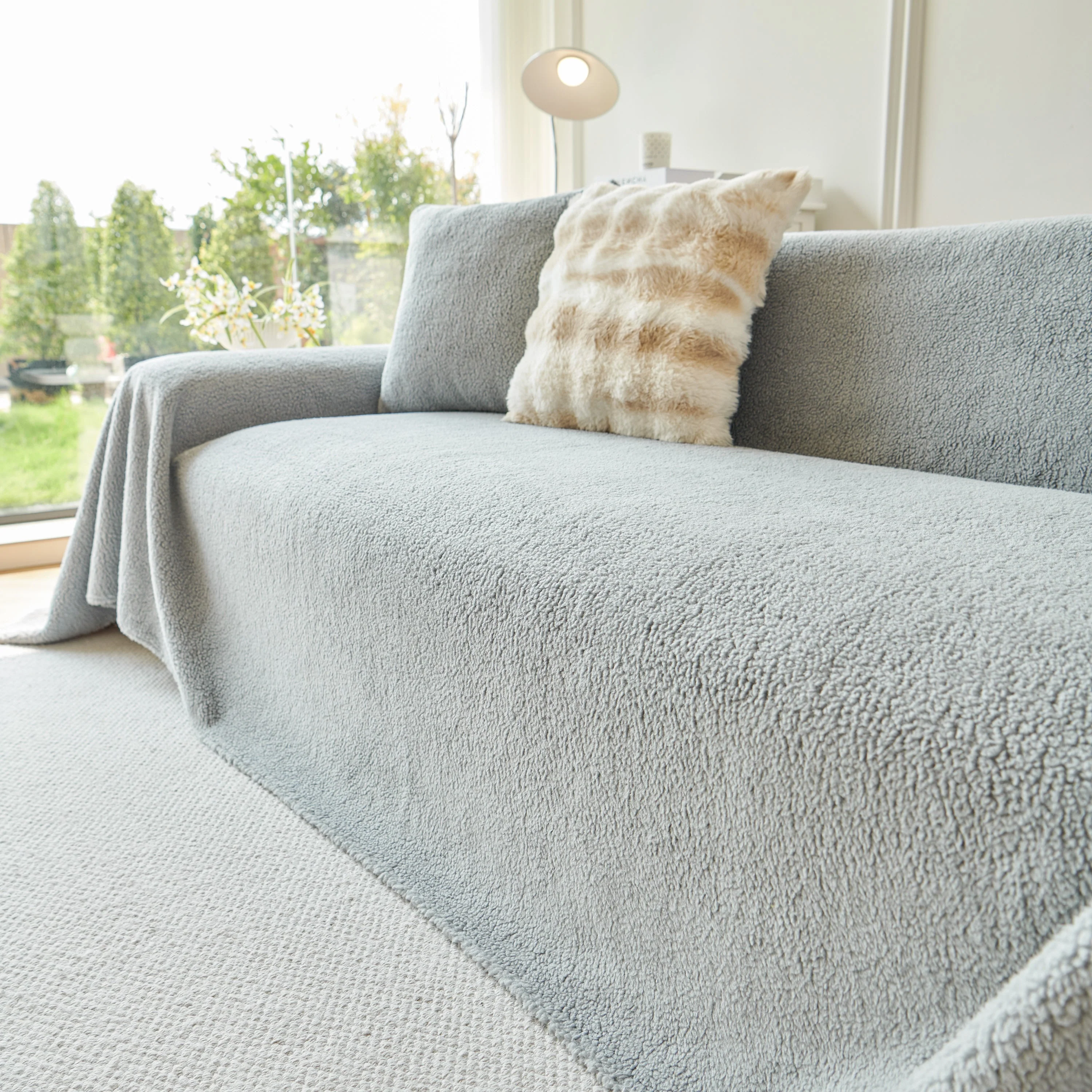 Thick Sherpa Fleece Sofa Protector Cover Stylish Durable Slipcovers for Couches and Chairs - Image 212