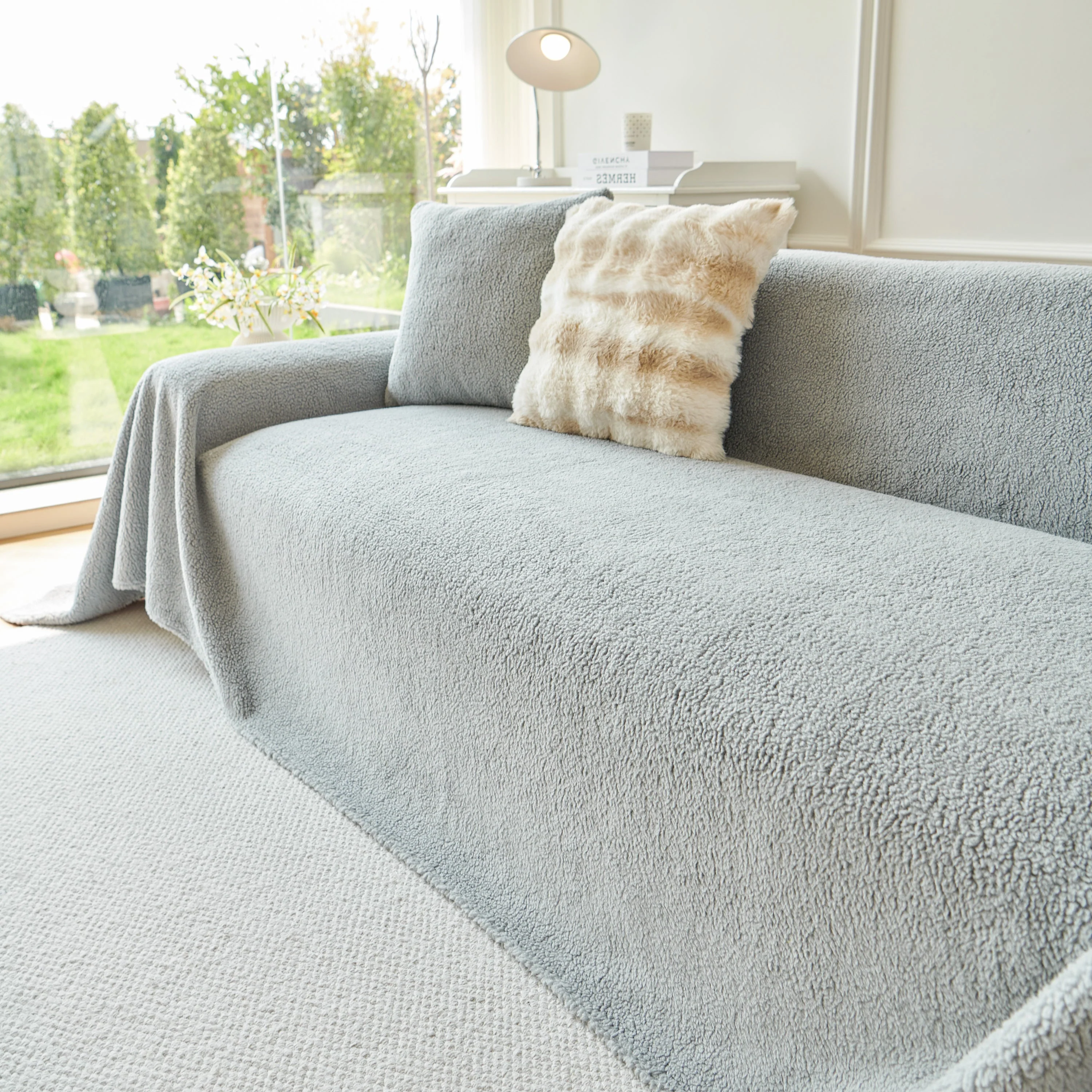 Thick Sherpa Fleece Sofa Protector Cover Stylish Durable Slipcovers for Couches and Chairs - Image 213