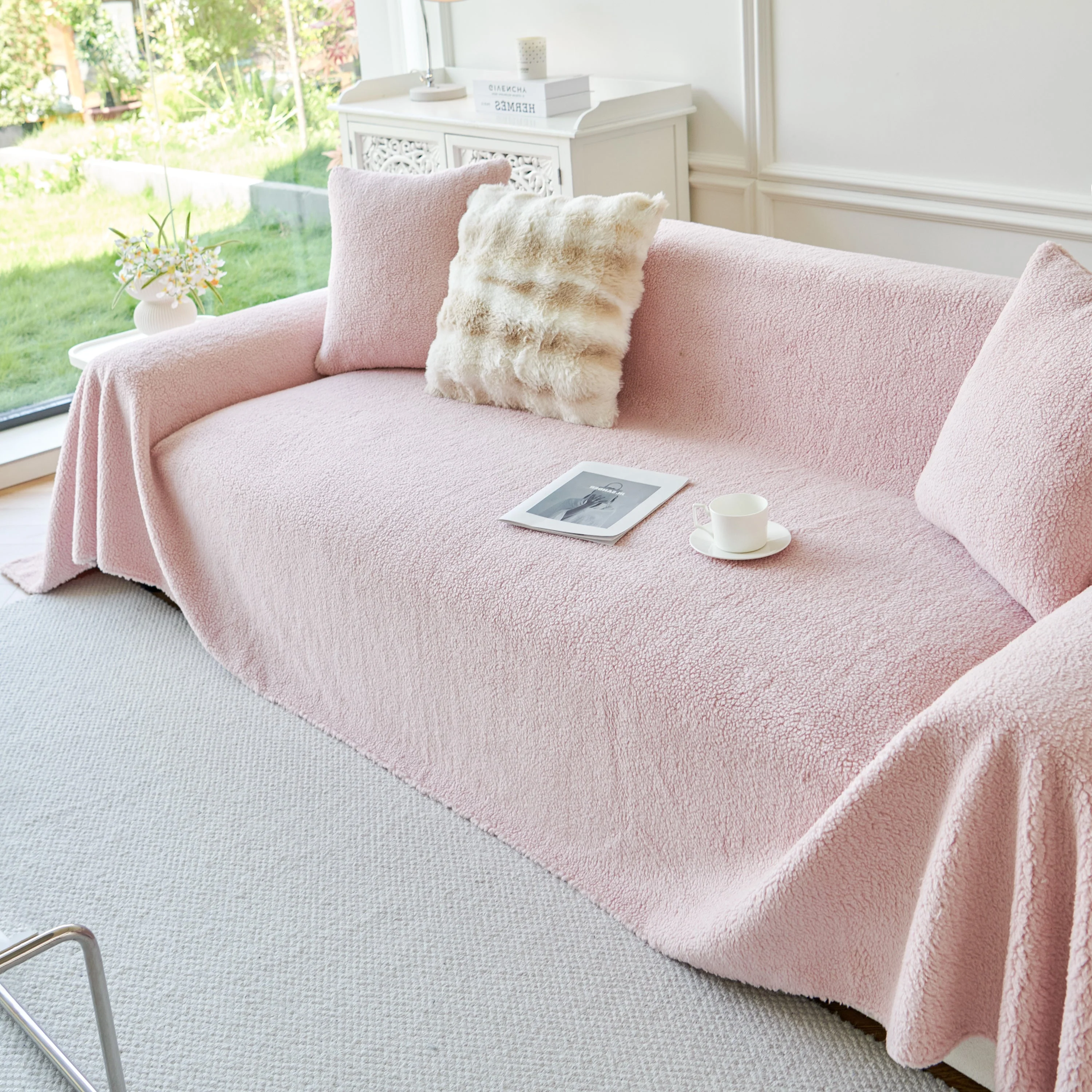 Thick Sherpa Fleece Sofa Protector Cover Stylish Durable Slipcovers for Couches and Chairs - Image 32