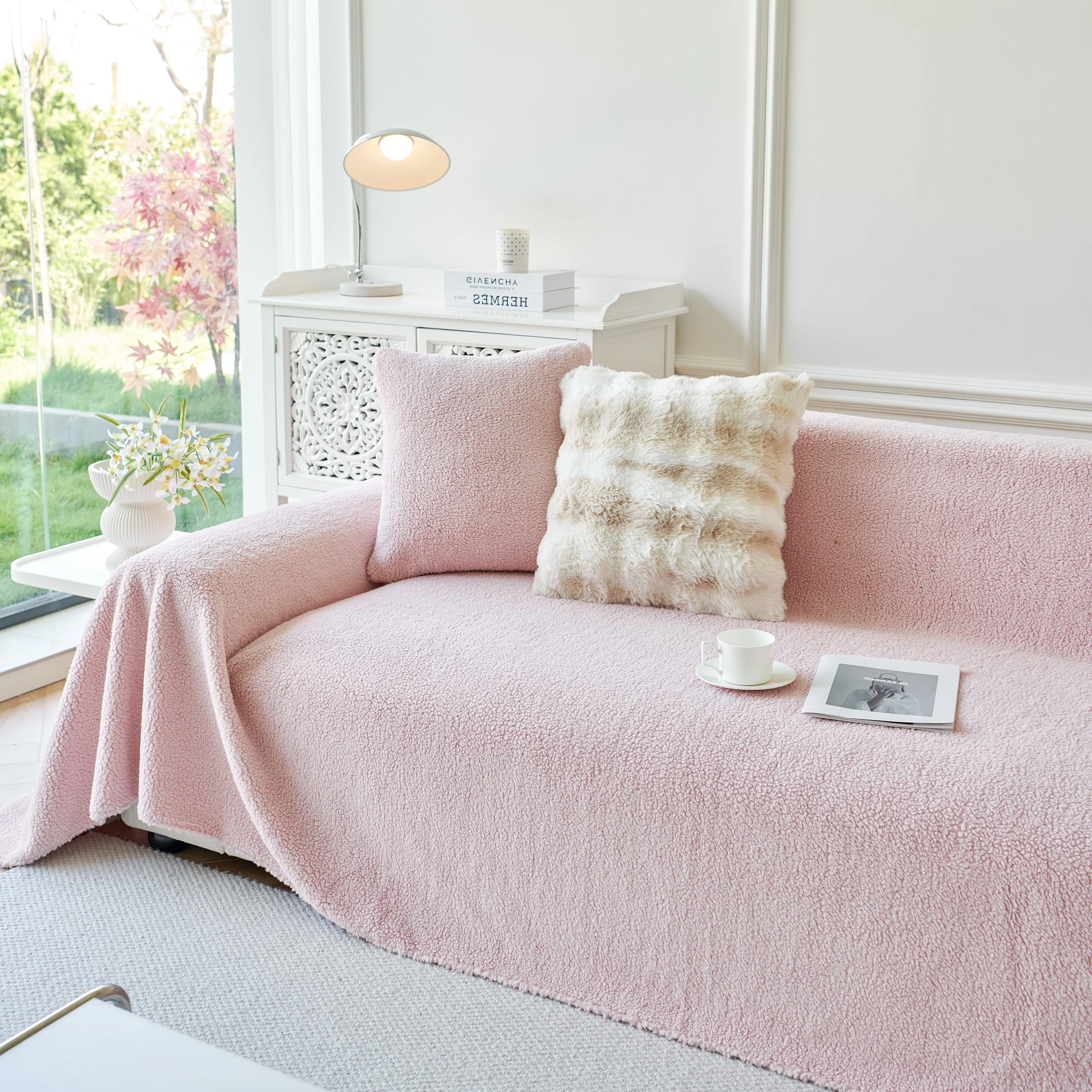 Thick Sherpa Fleece Sofa Protector Cover Stylish Durable Slipcovers for Couches and Chairs - Image 33