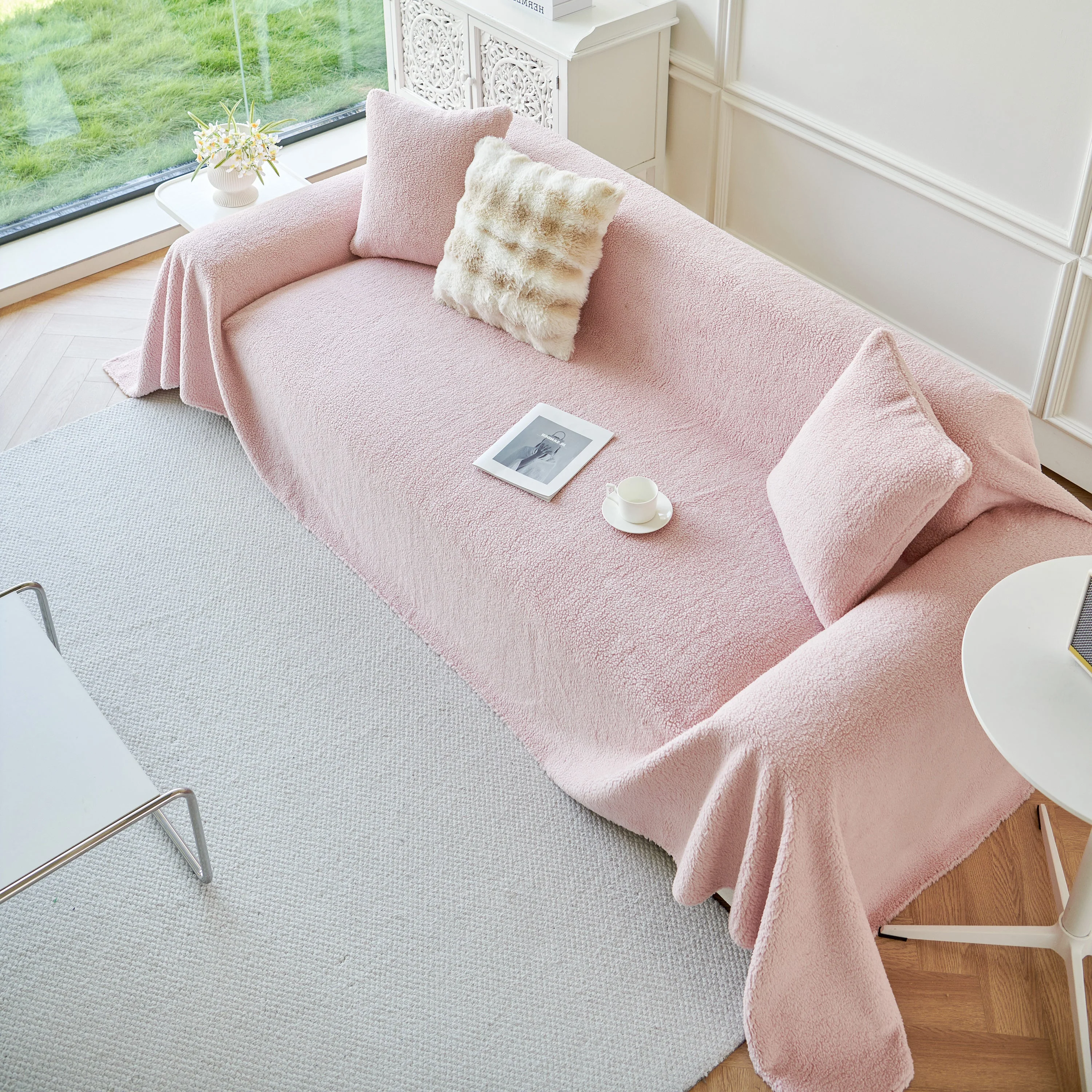 Thick Sherpa Fleece Sofa Protector Cover Stylish Durable Slipcovers for Couches and Chairs - Image 35