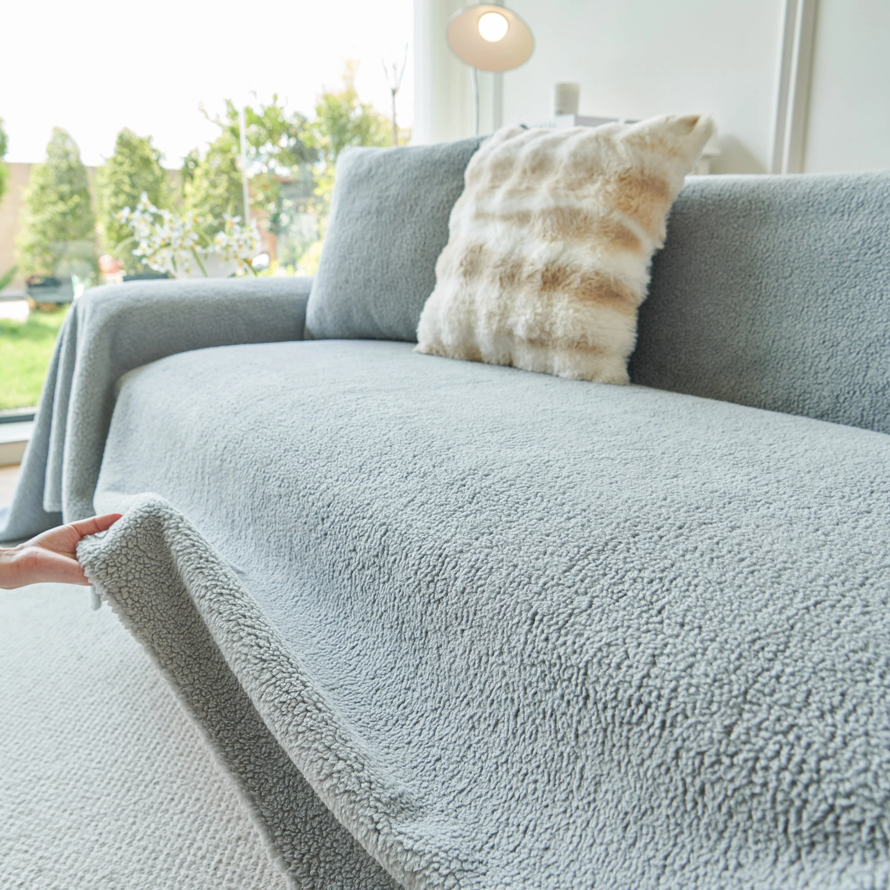 Thick Sherpa Fleece Sofa Protector Cover Stylish Durable Slipcovers for Couches and Chairs - Image 40