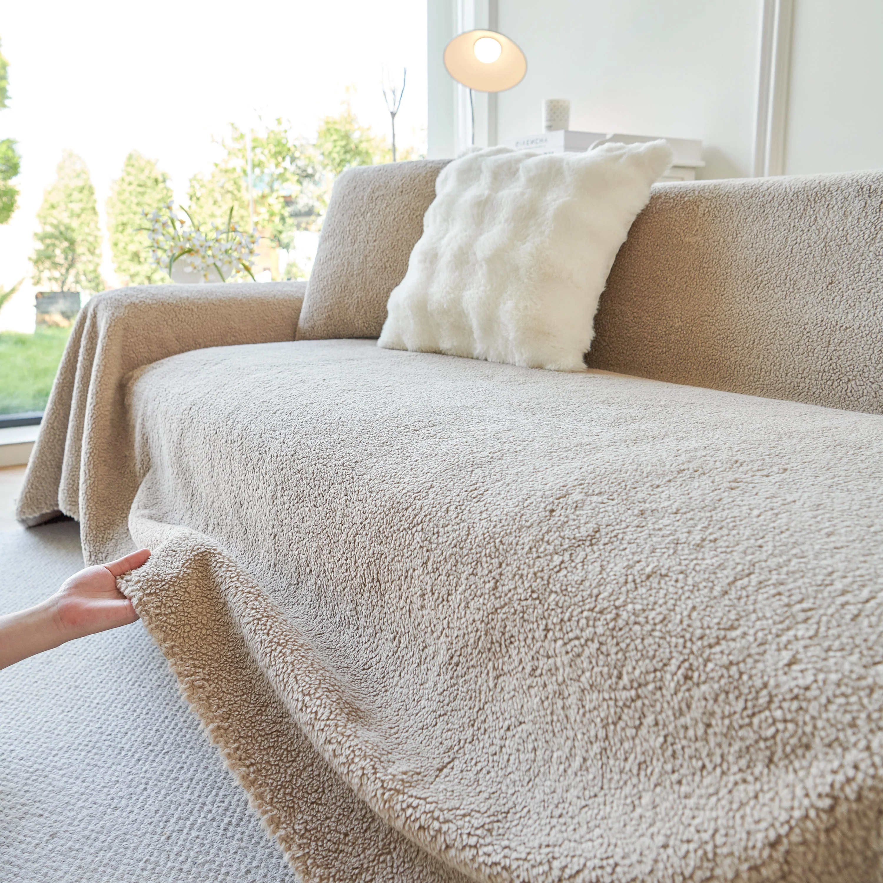 Thick Sherpa Fleece Sofa Protector Cover Stylish Durable Slipcovers for Couches and Chairs - Image 42