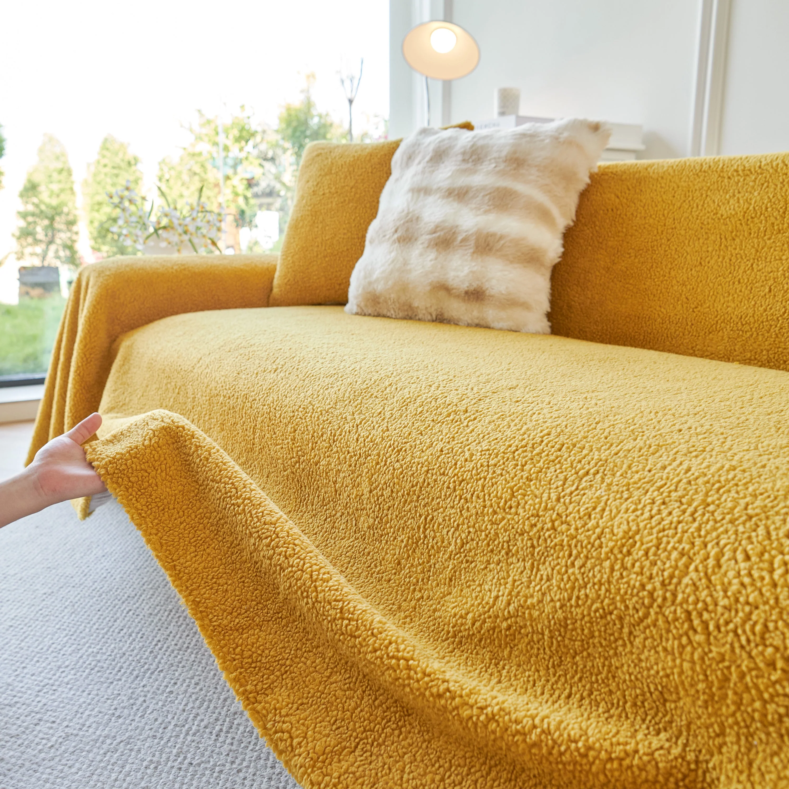 Thick Sherpa Fleece Sofa Protector Cover Stylish Durable Slipcovers for Couches and Chairs - Image 43
