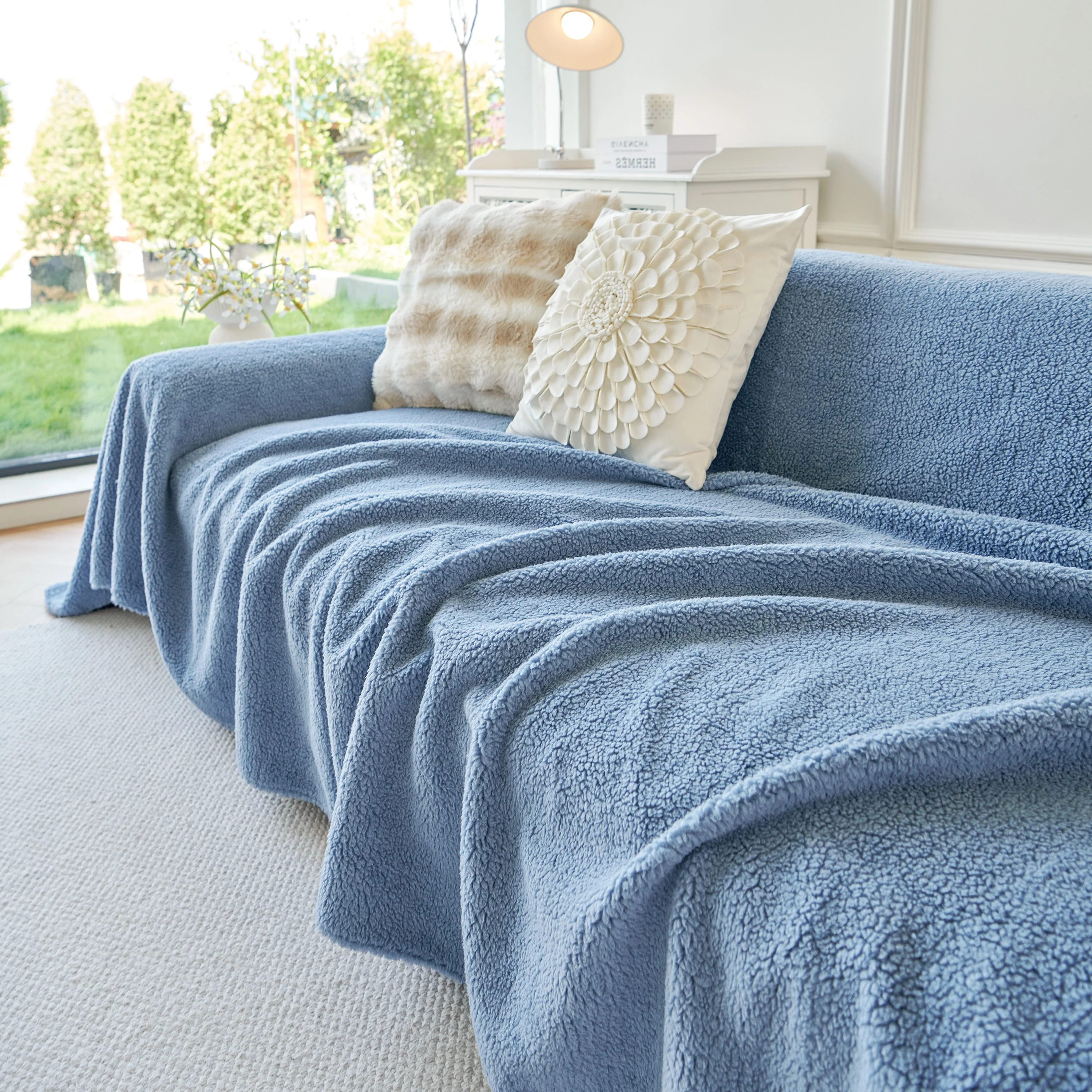 Thick Sherpa Fleece Sofa Protector Cover Stylish Durable Slipcovers for Couches and Chairs - Image 57