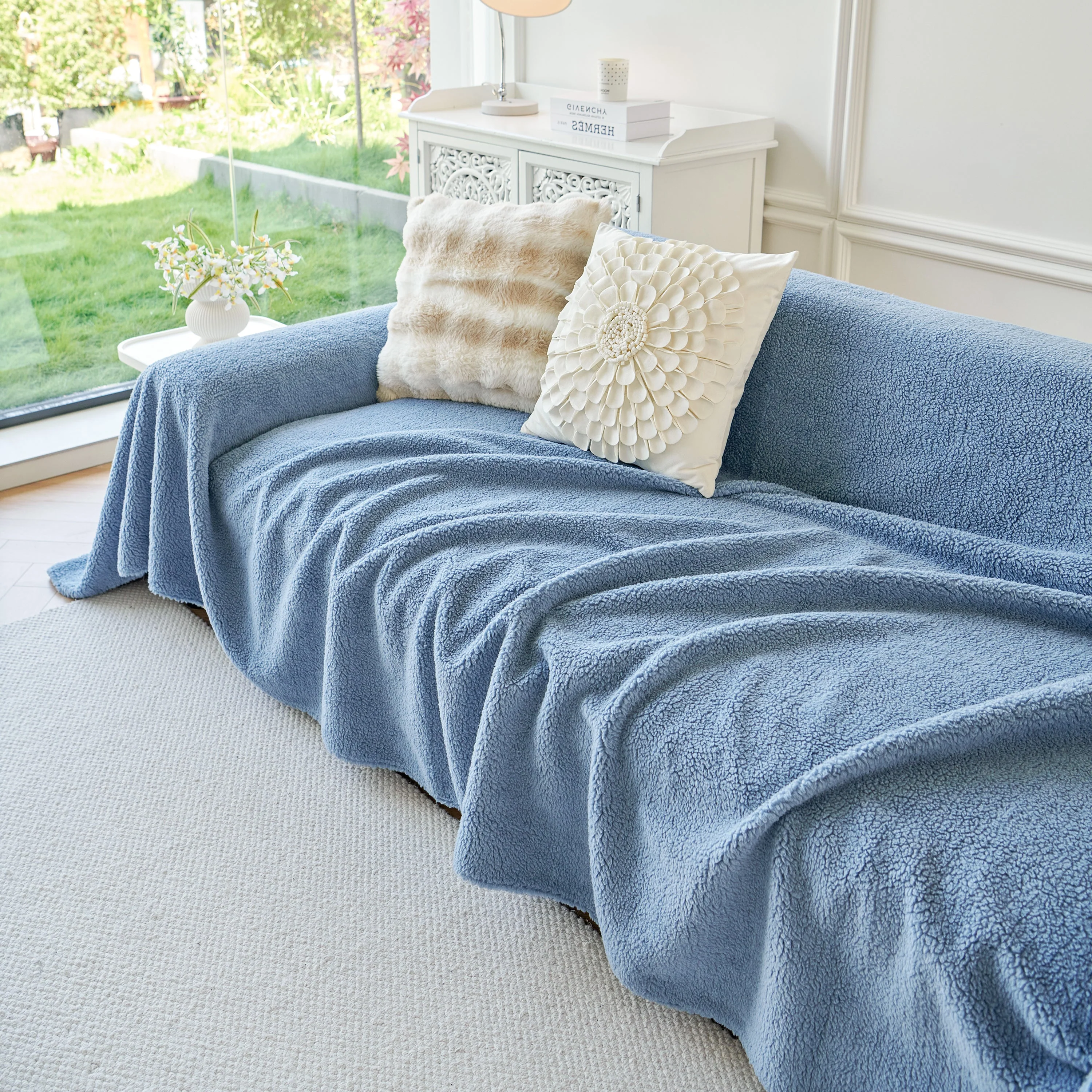 Thick Sherpa Fleece Sofa Protector Cover Stylish Durable Slipcovers for Couches and Chairs - Image 59