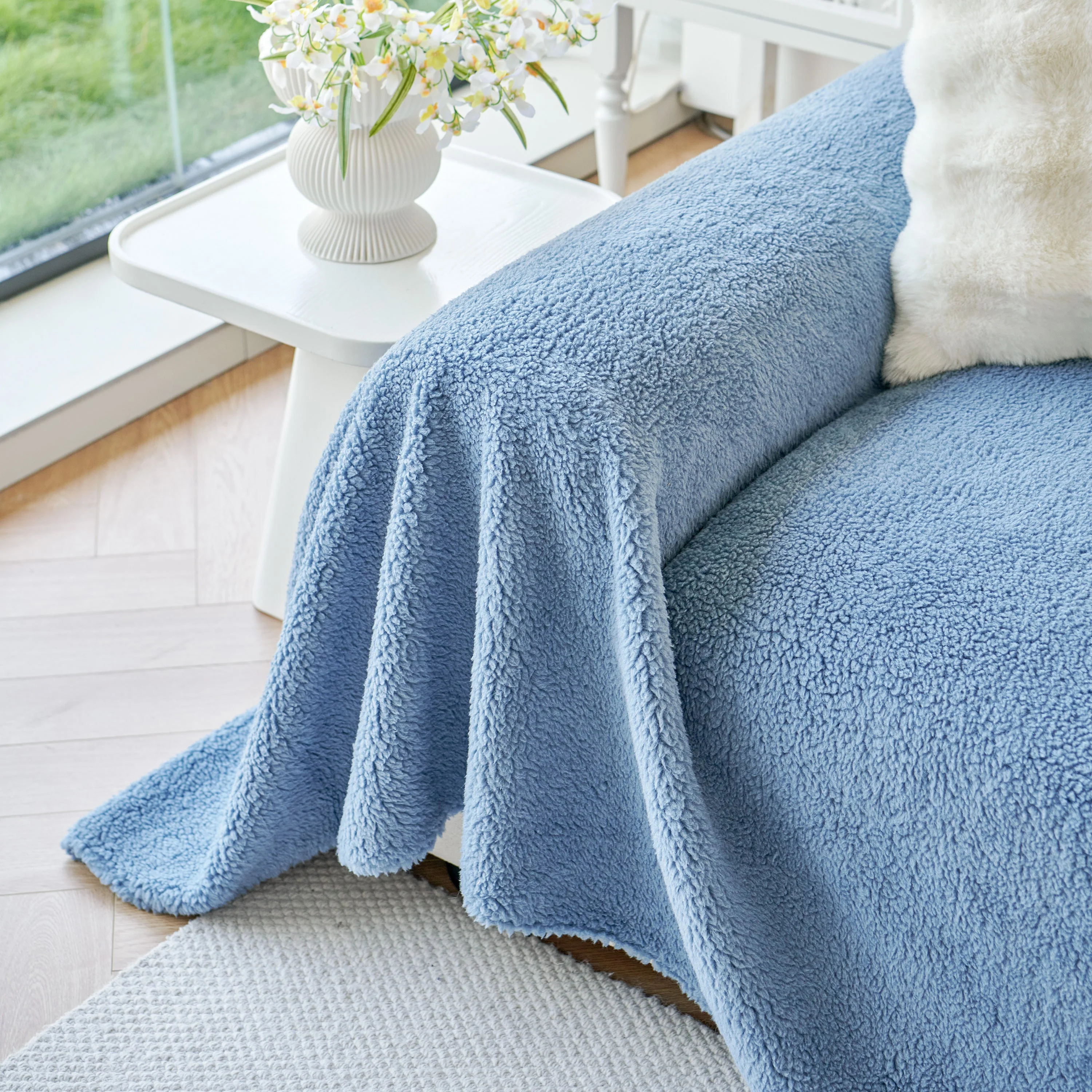 Thick Sherpa Fleece Sofa Protector Cover Stylish Durable Slipcovers for Couches and Chairs - Image 67