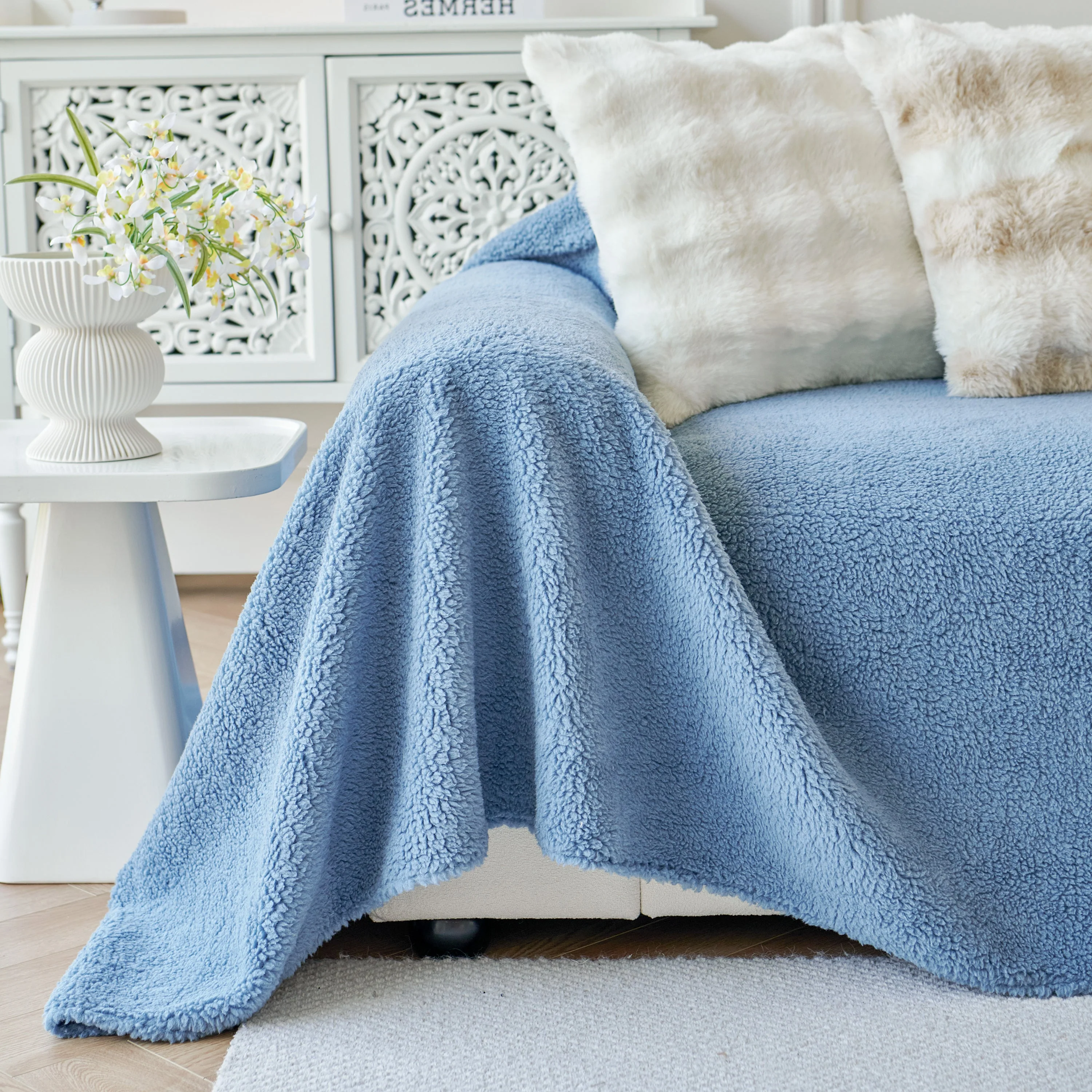 Thick Sherpa Fleece Sofa Protector Cover Stylish Durable Slipcovers for Couches and Chairs - Image 68