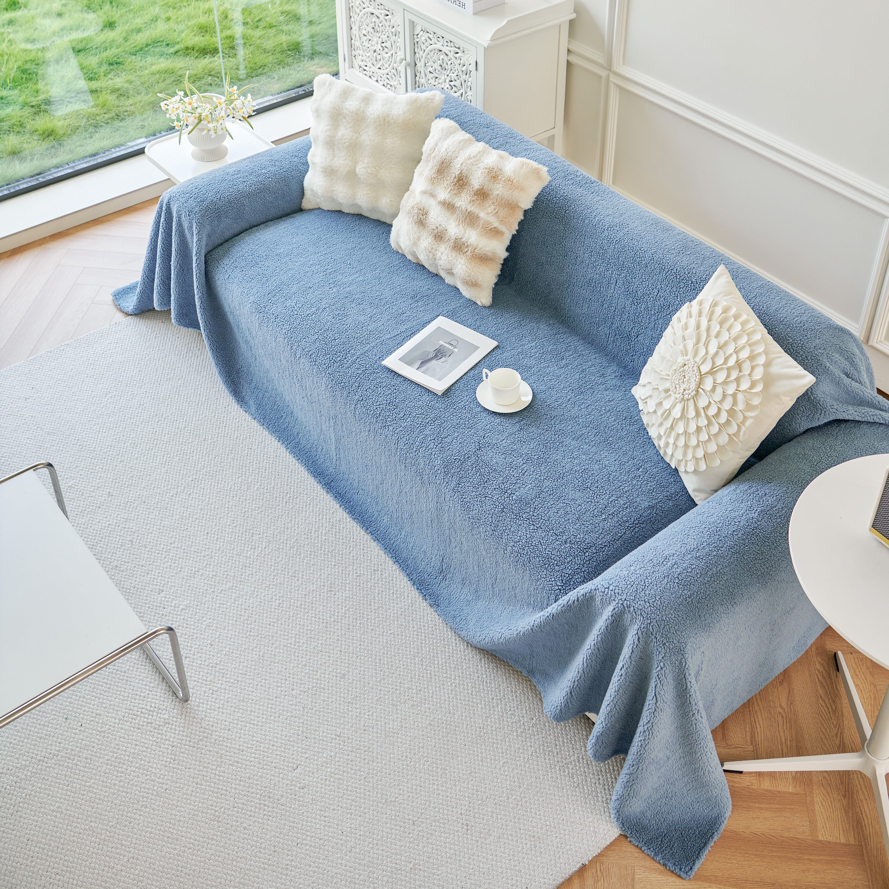 Thick Sherpa Fleece Sofa Protector Cover Stylish Durable Slipcovers for Couches and Chairs - Image 69
