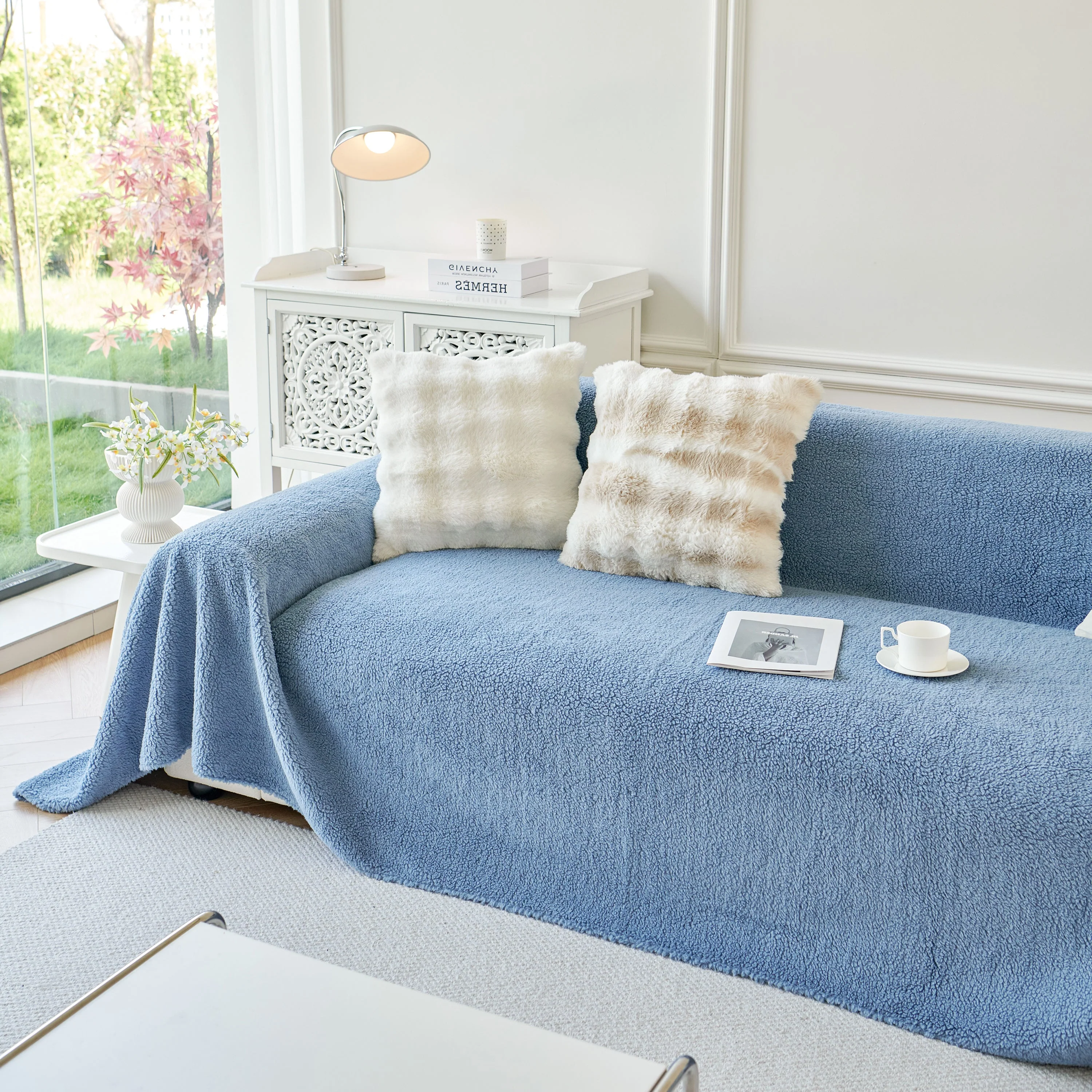 Thick Sherpa Fleece Sofa Protector Cover Stylish Durable Slipcovers for Couches and Chairs - Image 76