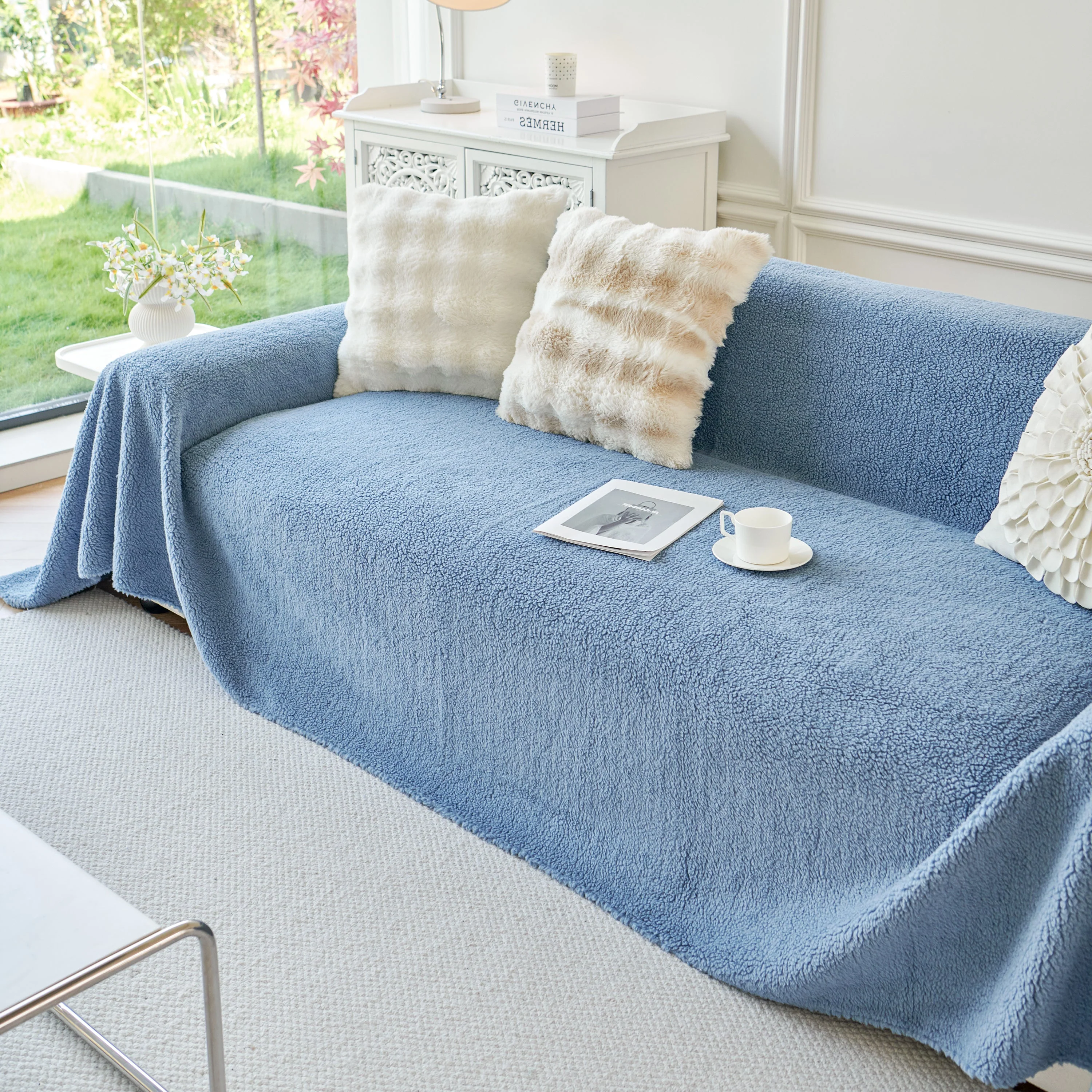Thick Sherpa Fleece Sofa Protector Cover Stylish Durable Slipcovers for Couches and Chairs - Image 77