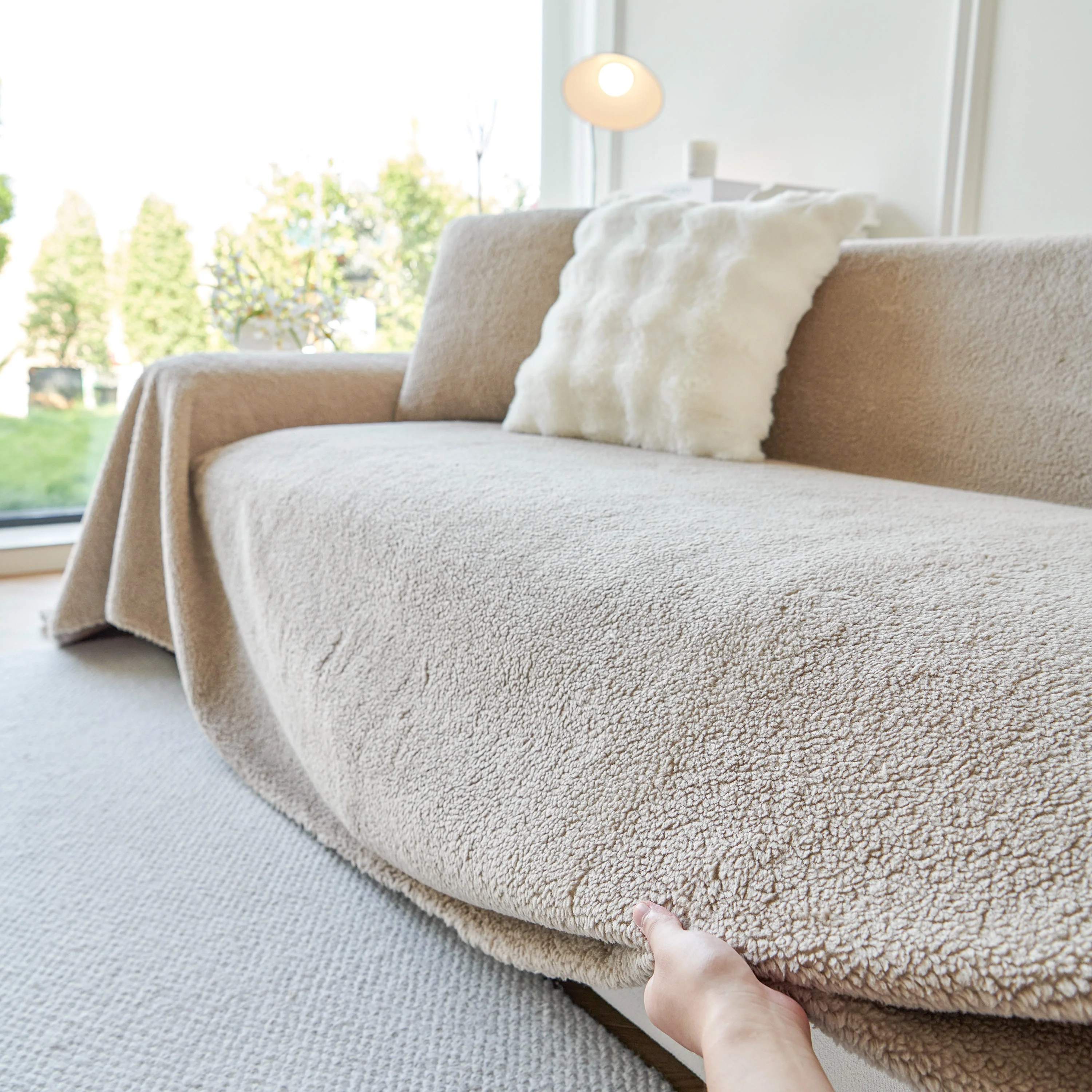 Thick Sherpa Fleece Sofa Protector Cover Stylish Durable Slipcovers for Couches and Chairs - Image 80