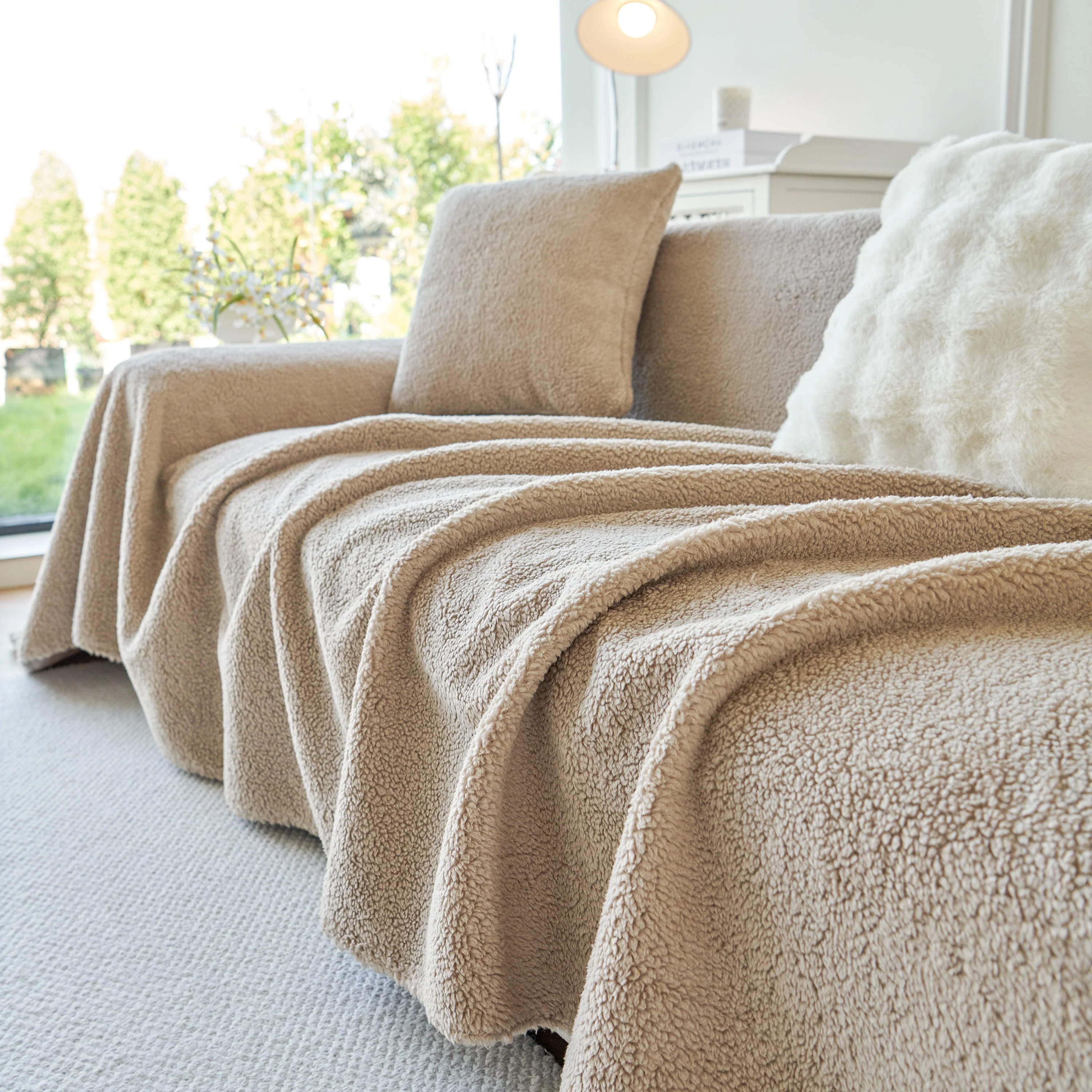 Thick Sherpa Fleece Sofa Protector Cover Stylish Durable Slipcovers for Couches and Chairs - Image 85