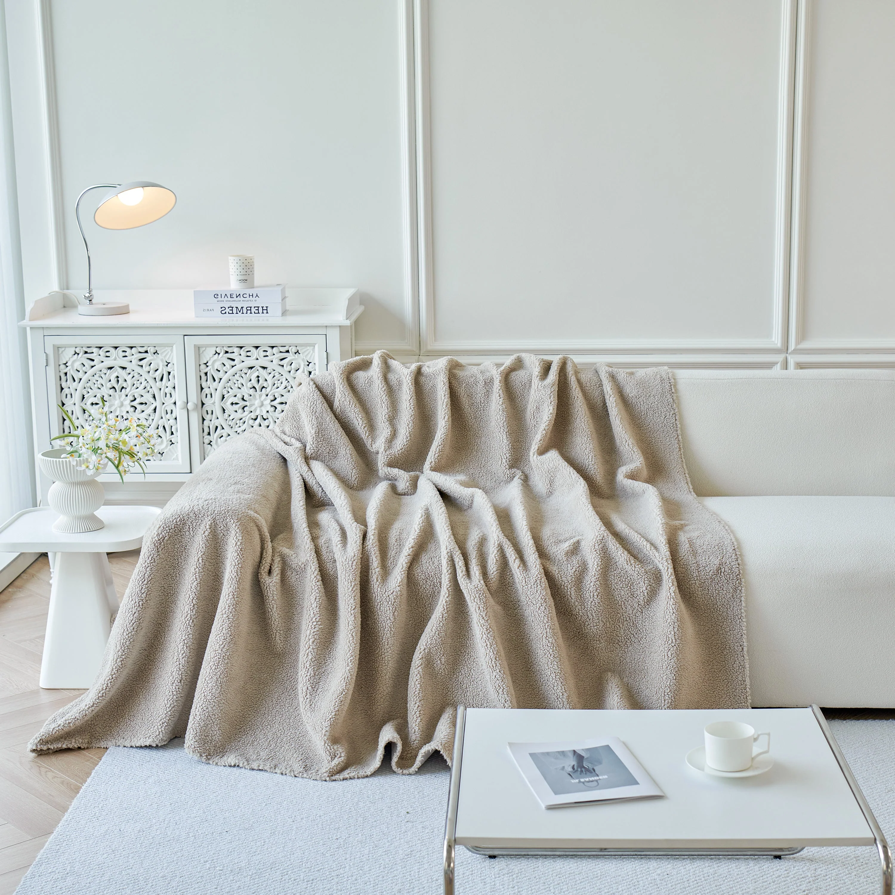 Thick Sherpa Fleece Sofa Protector Cover Stylish Durable Slipcovers for Couches and Chairs - Image 90