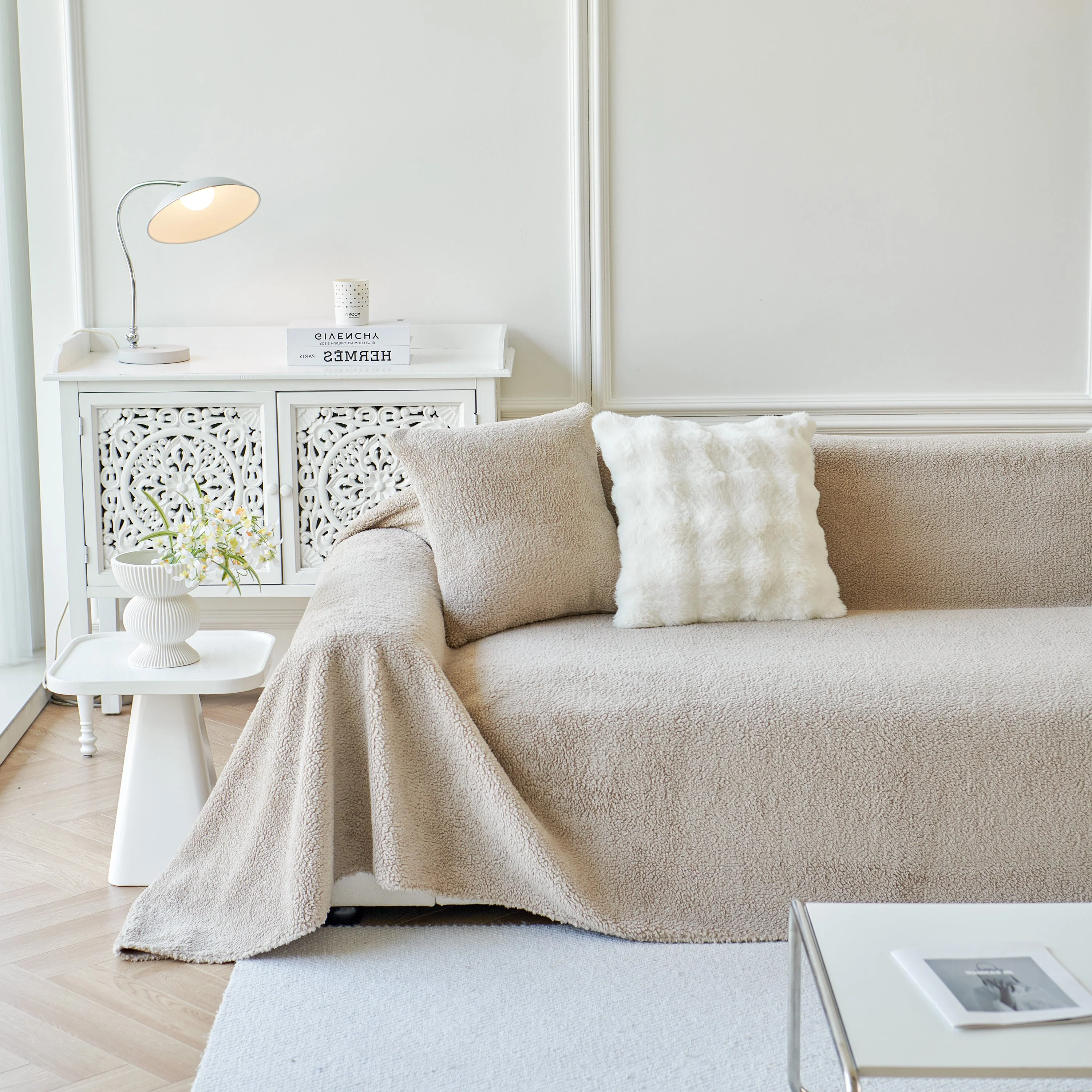 Thick Sherpa Fleece Sofa Protector Cover Stylish Durable Slipcovers for Couches and Chairs - Image 95
